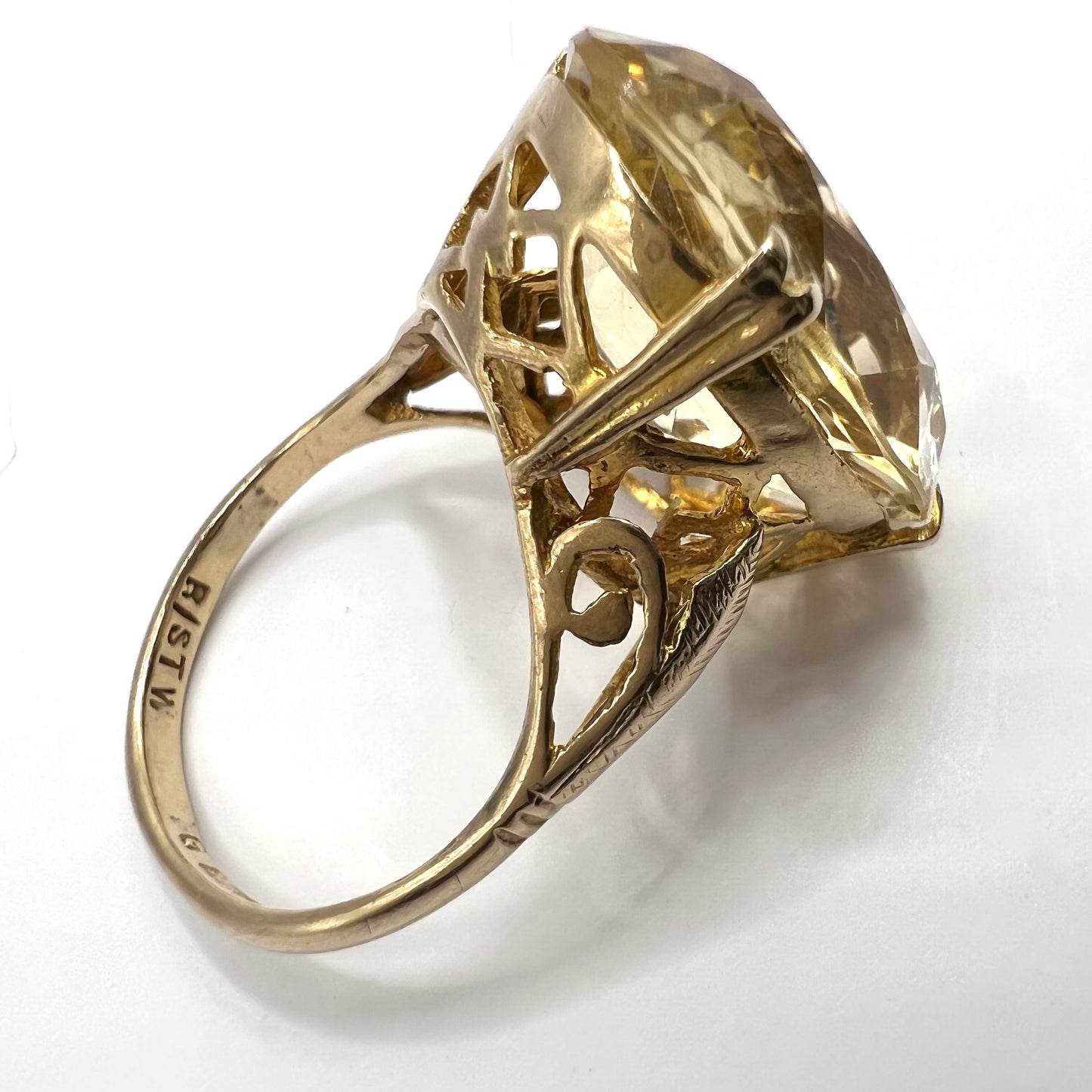 9ct Gold and Lemon Citrine Cocktail Ring, size 0