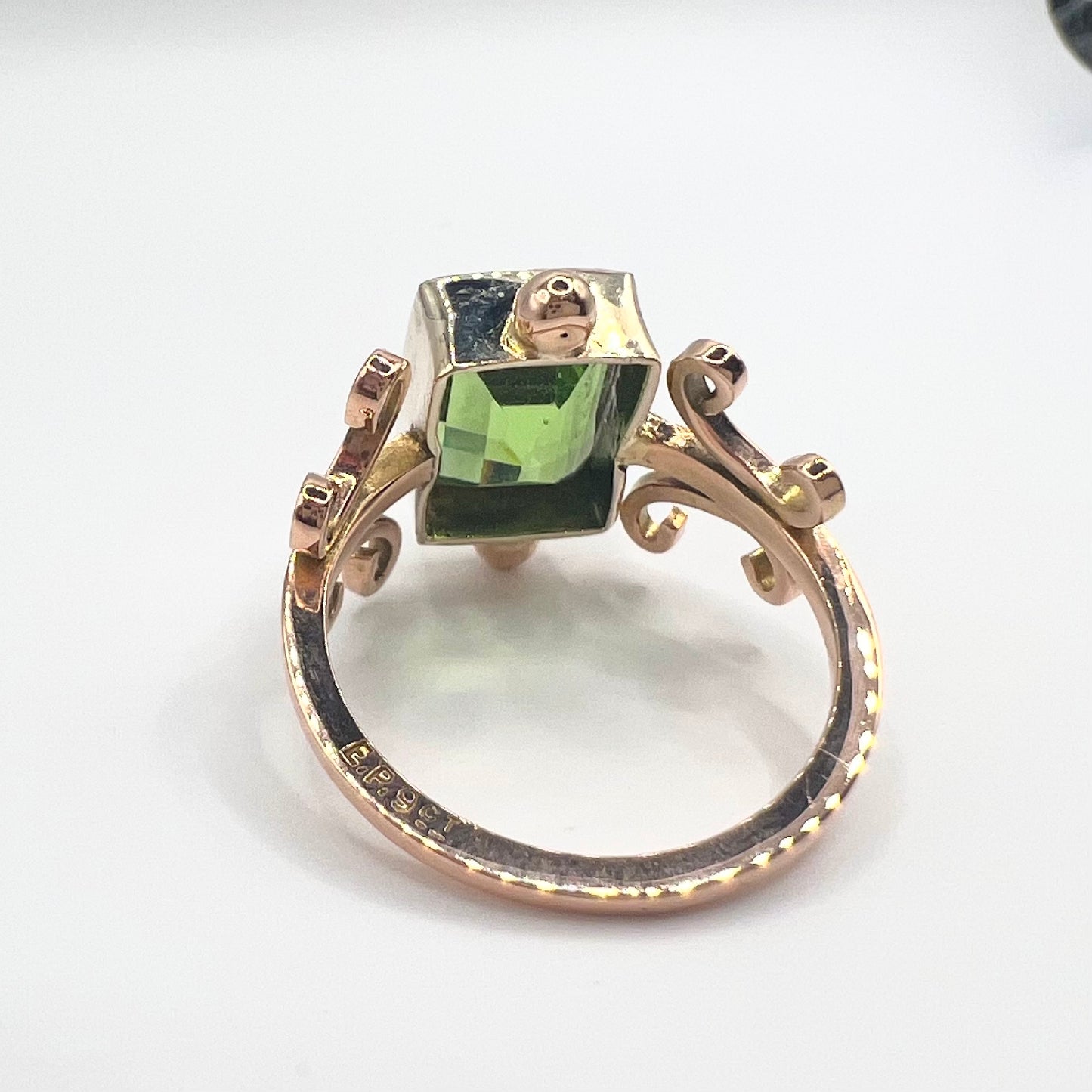 9ct Gold Peridot Ring, Size N, Reworked from Antique Brooch