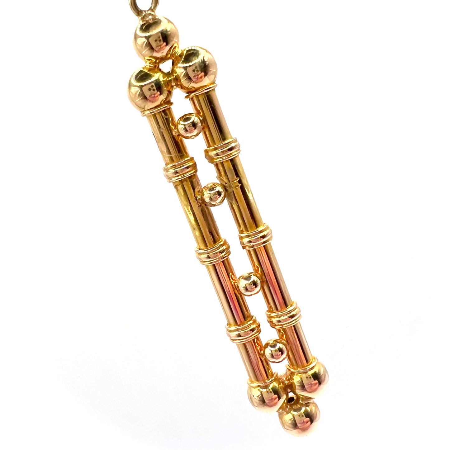 Victorian 15ct Gold Bamboo Charm Pendant