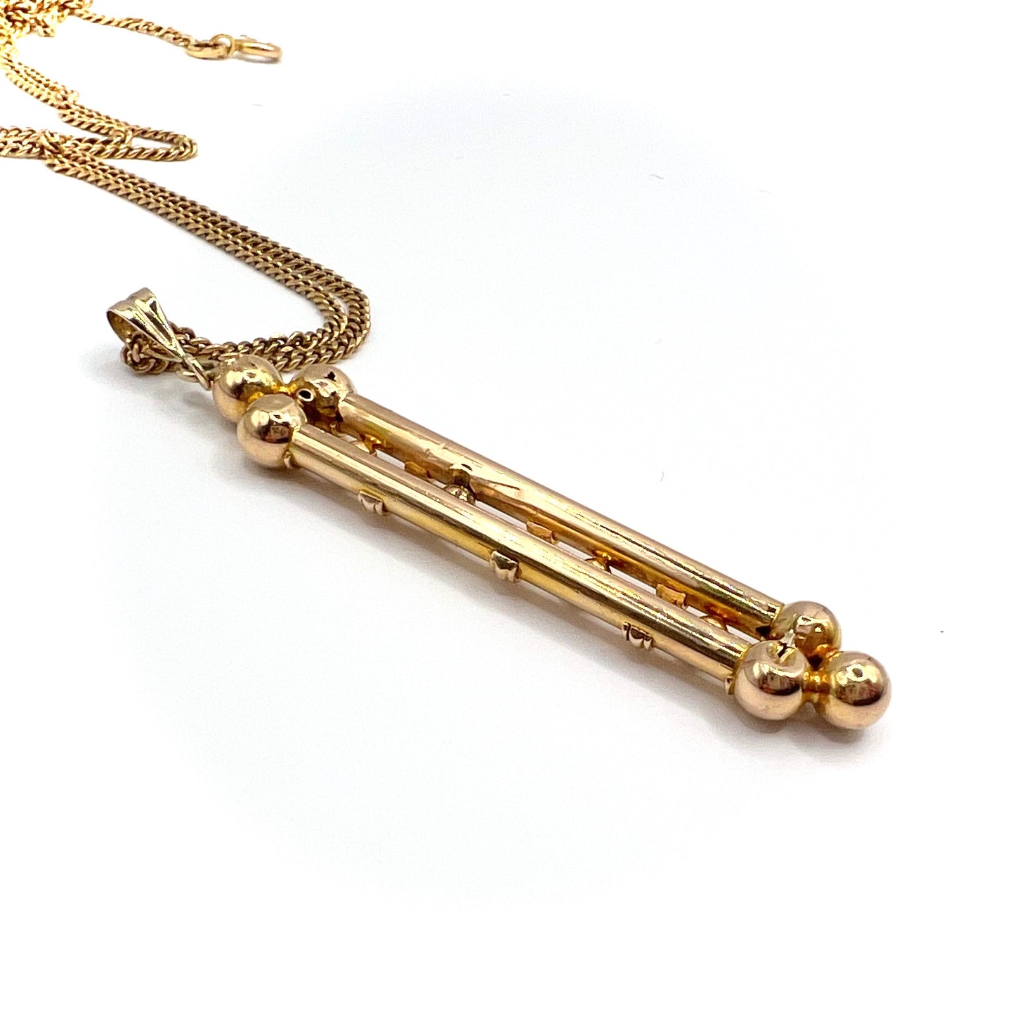 Victorian 15ct Gold Bamboo Charm Pendant