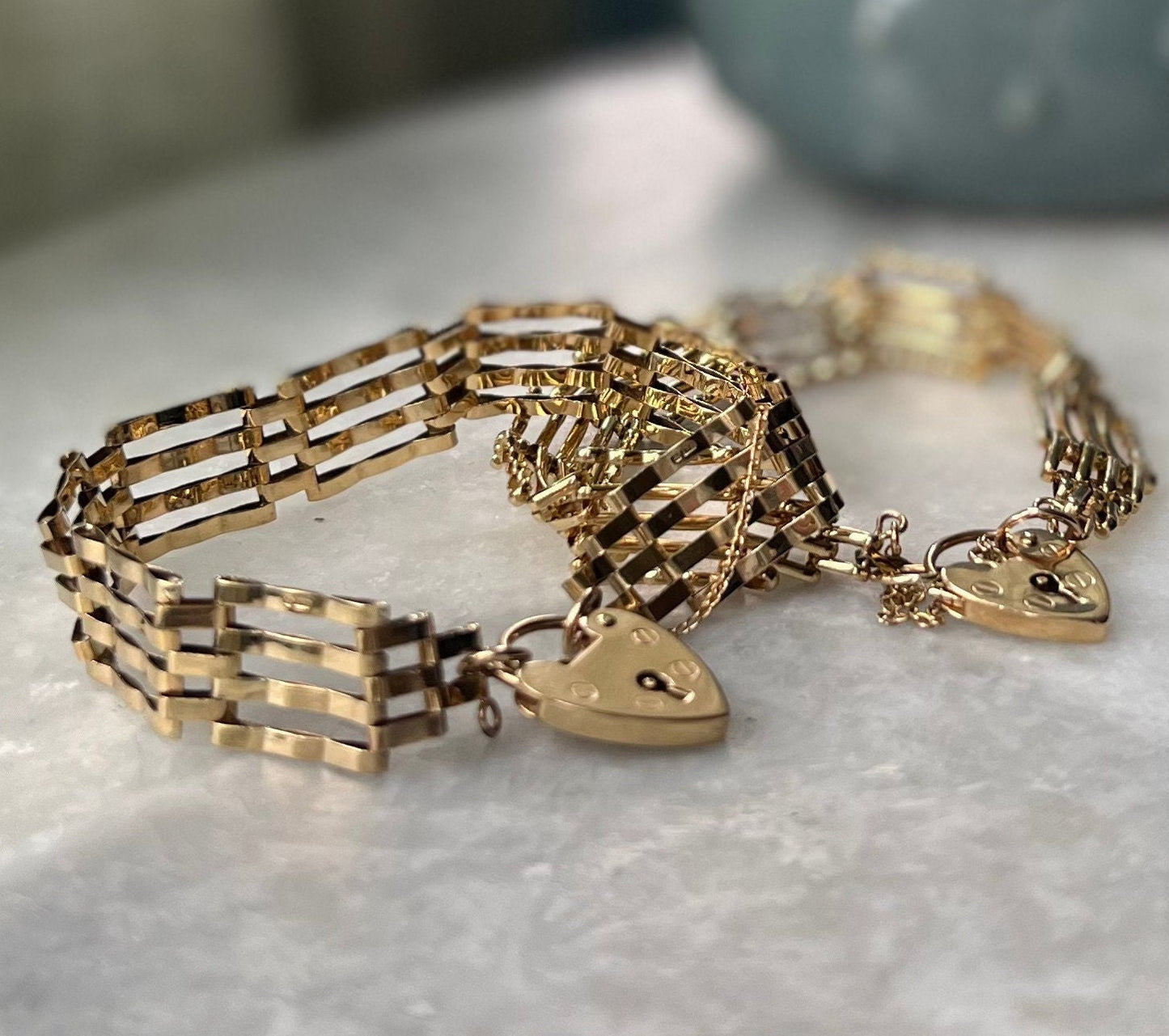 9ct Five Gate Bracelet with Heart Clasp