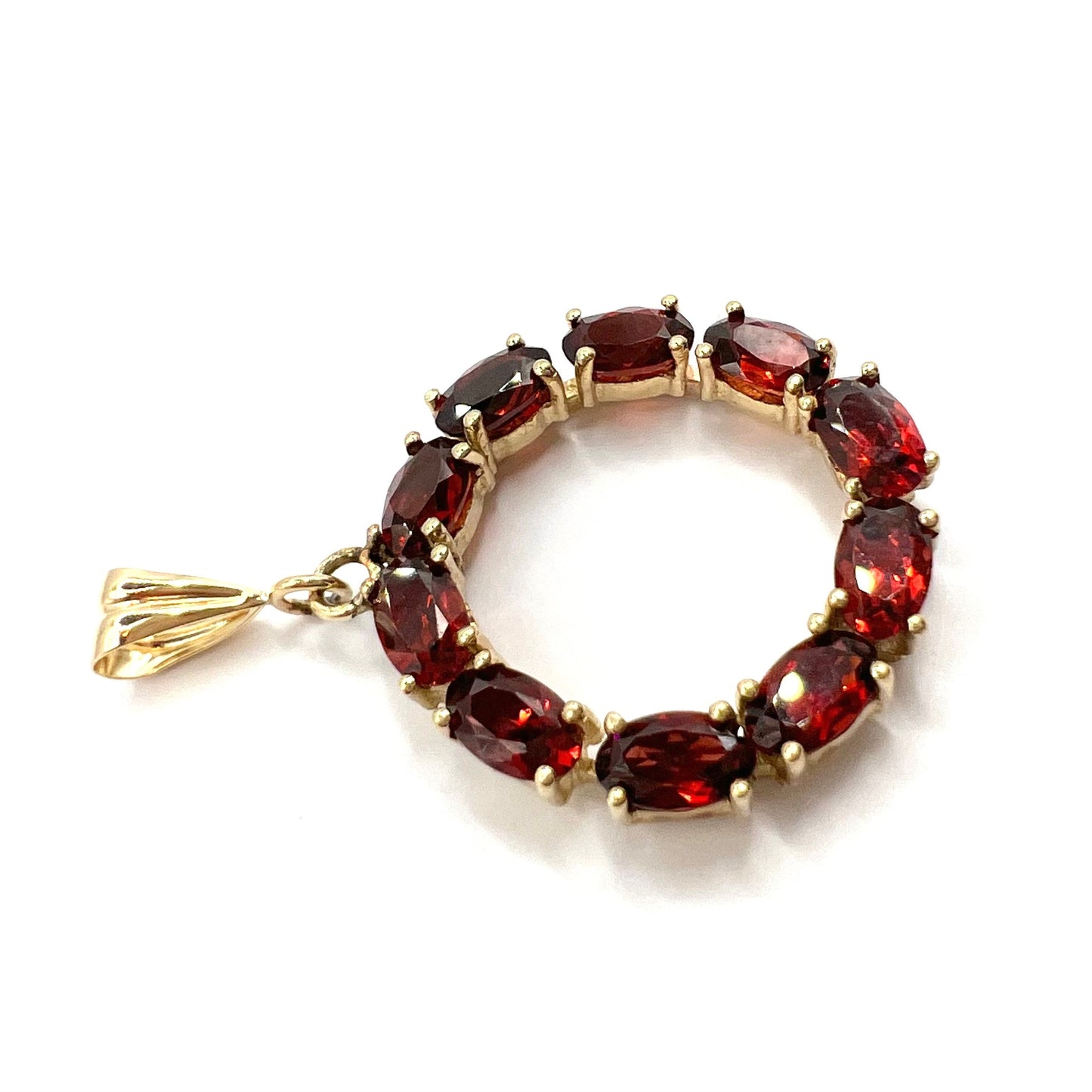 Antique 9ct Gold Victorian Garnet Rondel Pendant