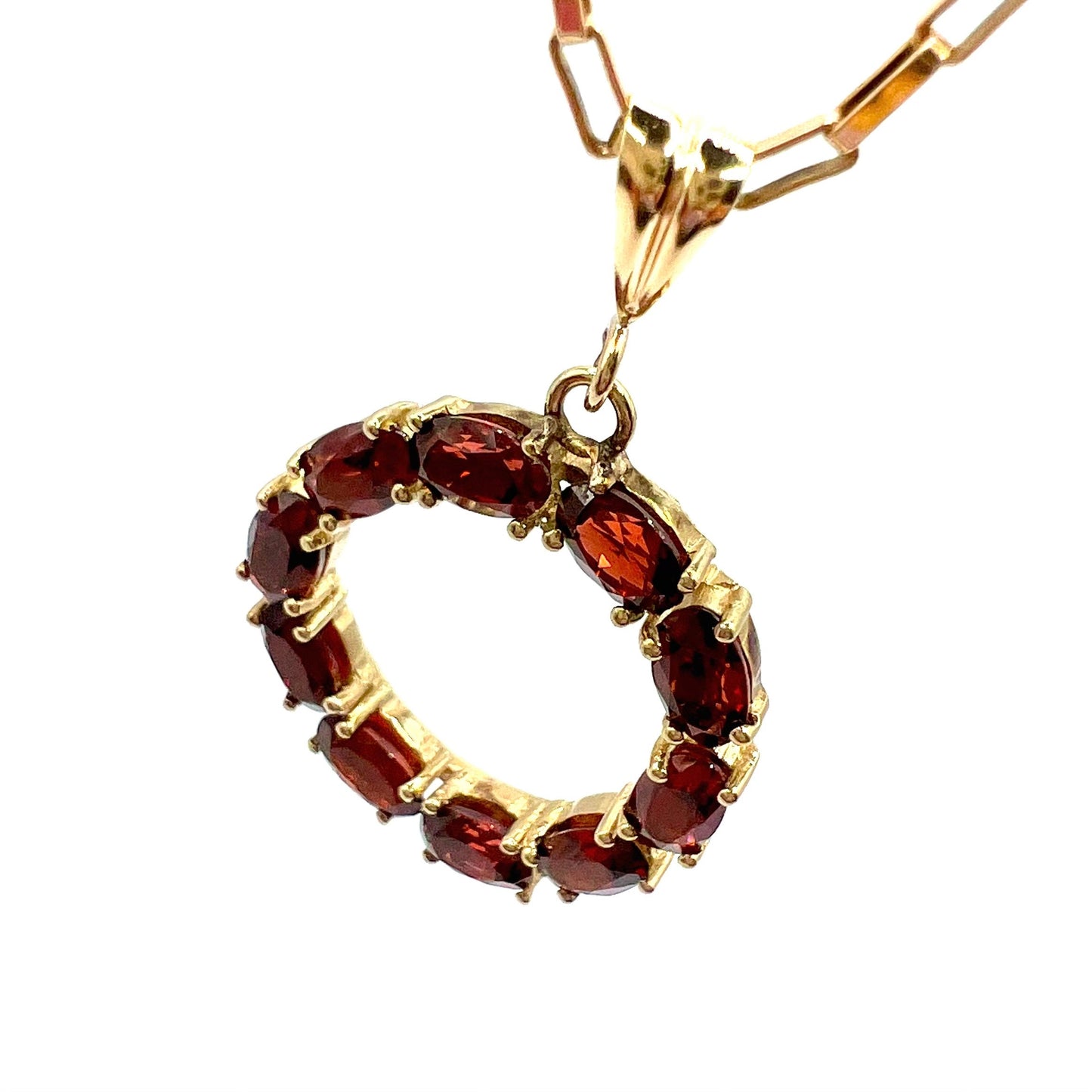 Antique 9ct Gold Victorian Garnet Rondel Pendant