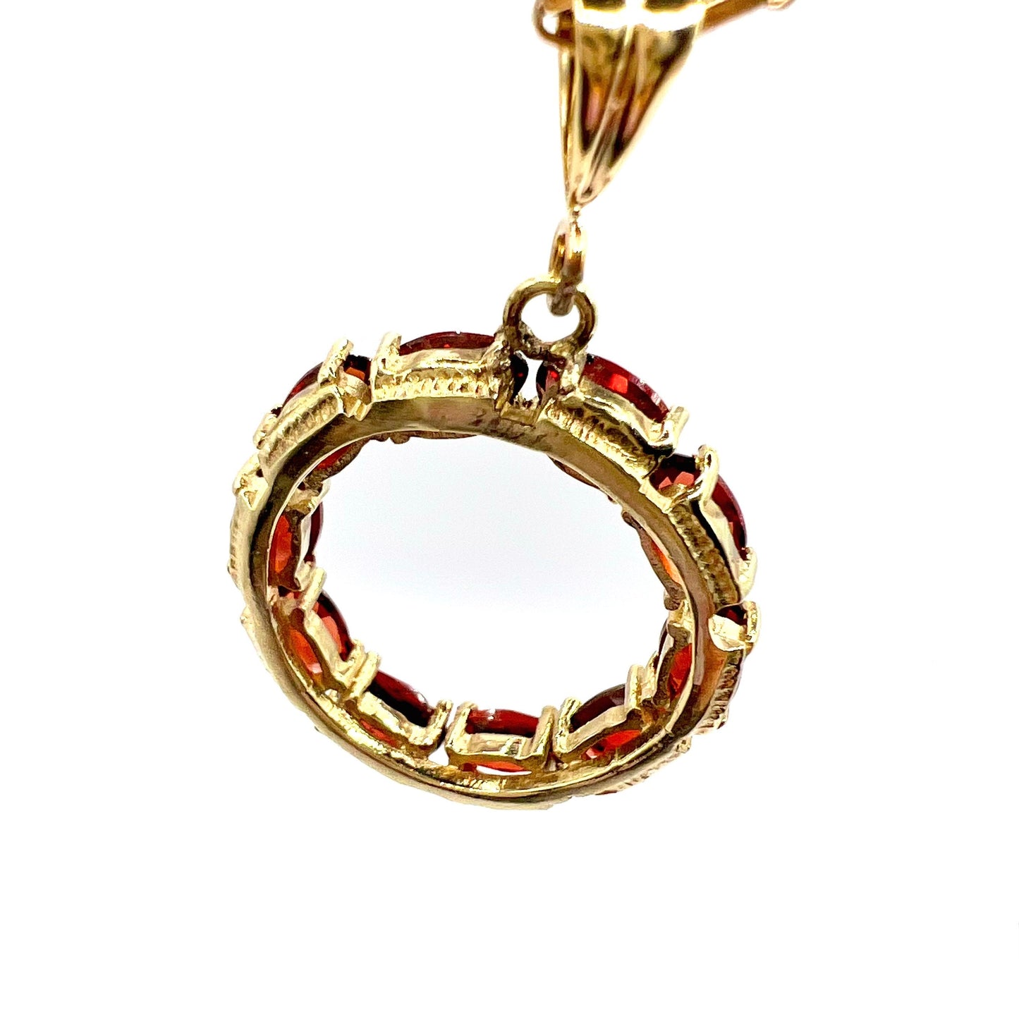 Antique 9ct Gold Victorian Garnet Rondel Pendant
