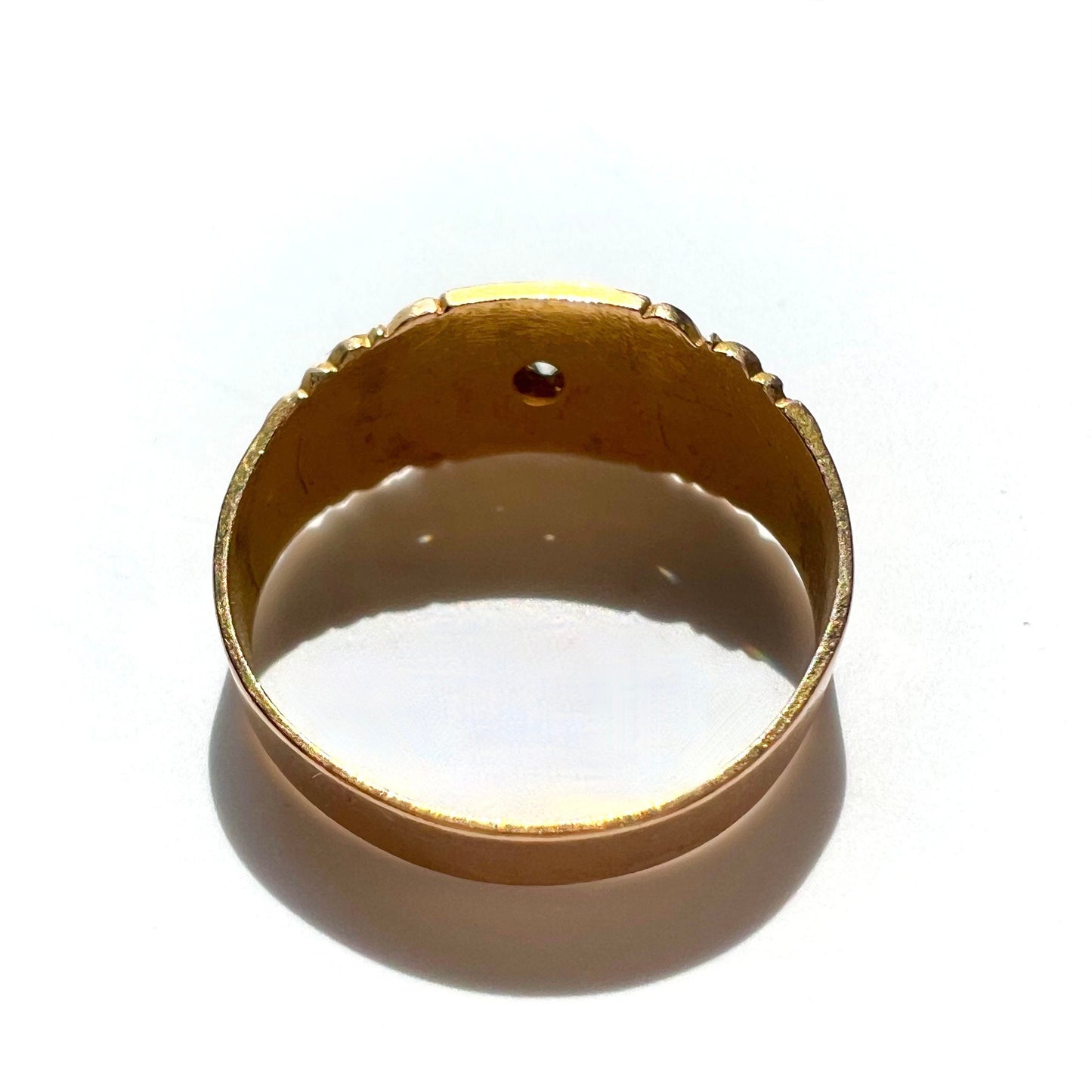 Victorian 15ct Gold Old Cut Diamond and Split Pearl Band Ring, Size M