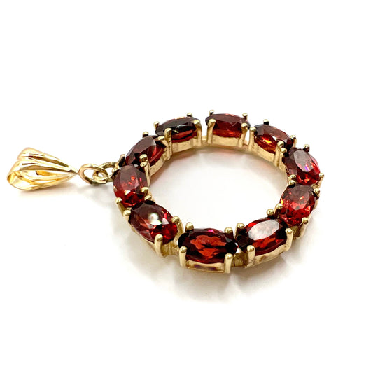 Antique 9ct Gold Victorian Garnet Rondel Pendant