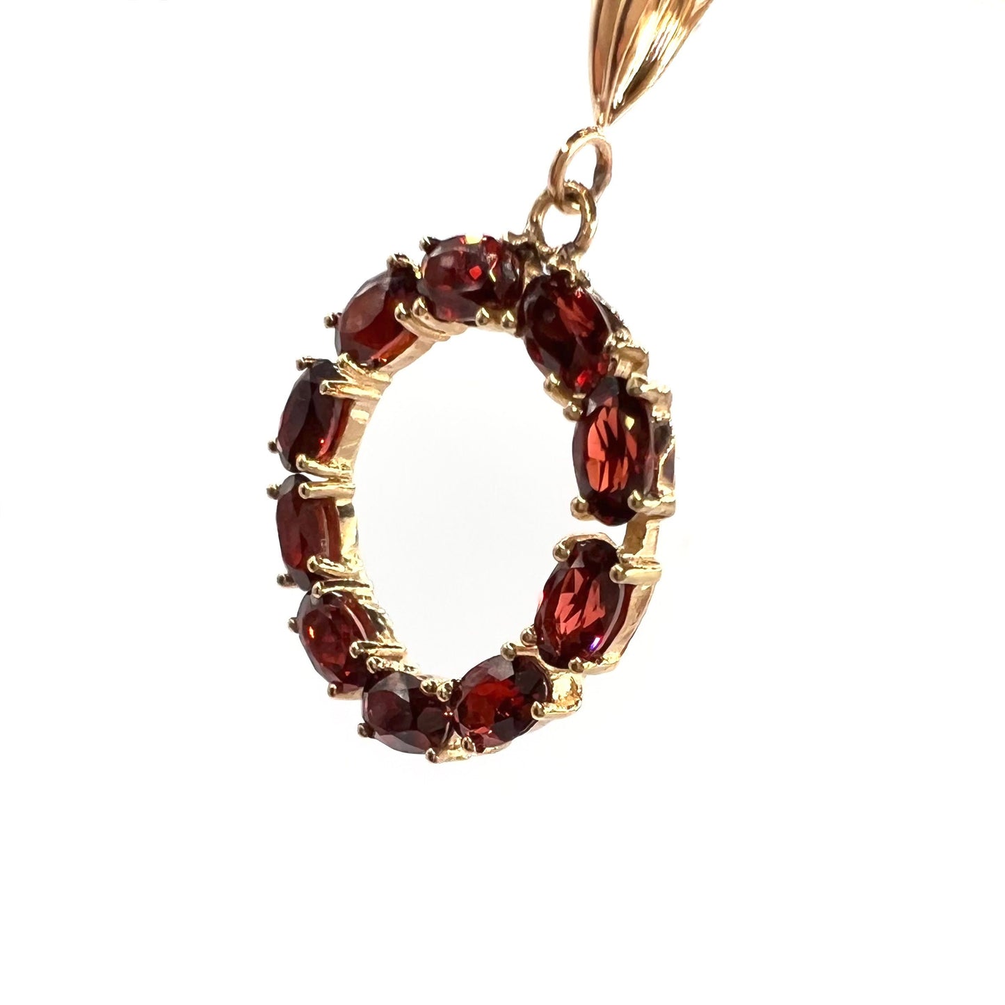 Antique 9ct Gold Victorian Garnet Rondel Pendant