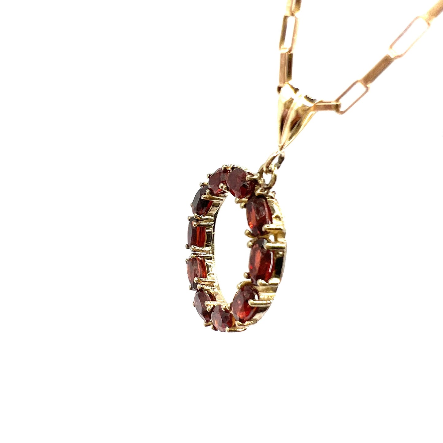 Antique 9ct Gold Victorian Garnet Rondel Pendant