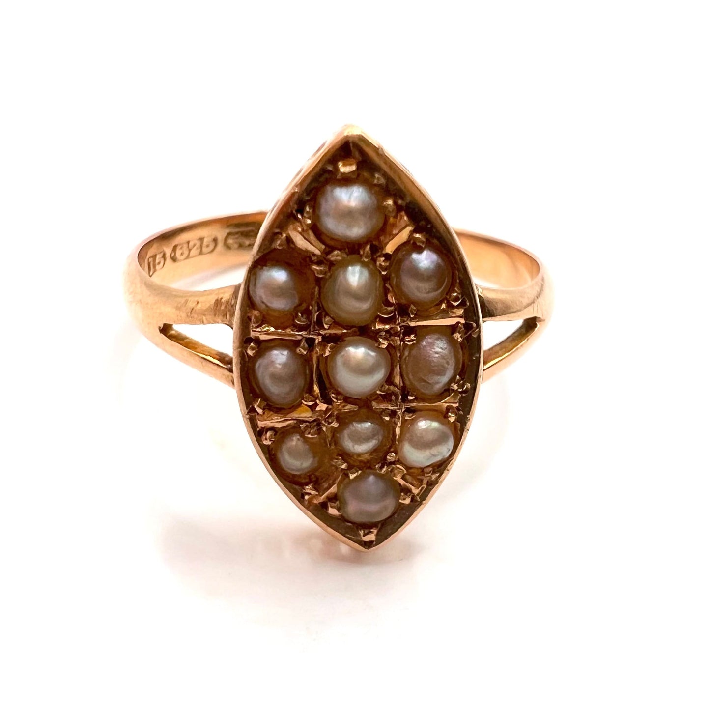 Victorian 15ct Gold Split Pearl Band Ring, Size M 1/2