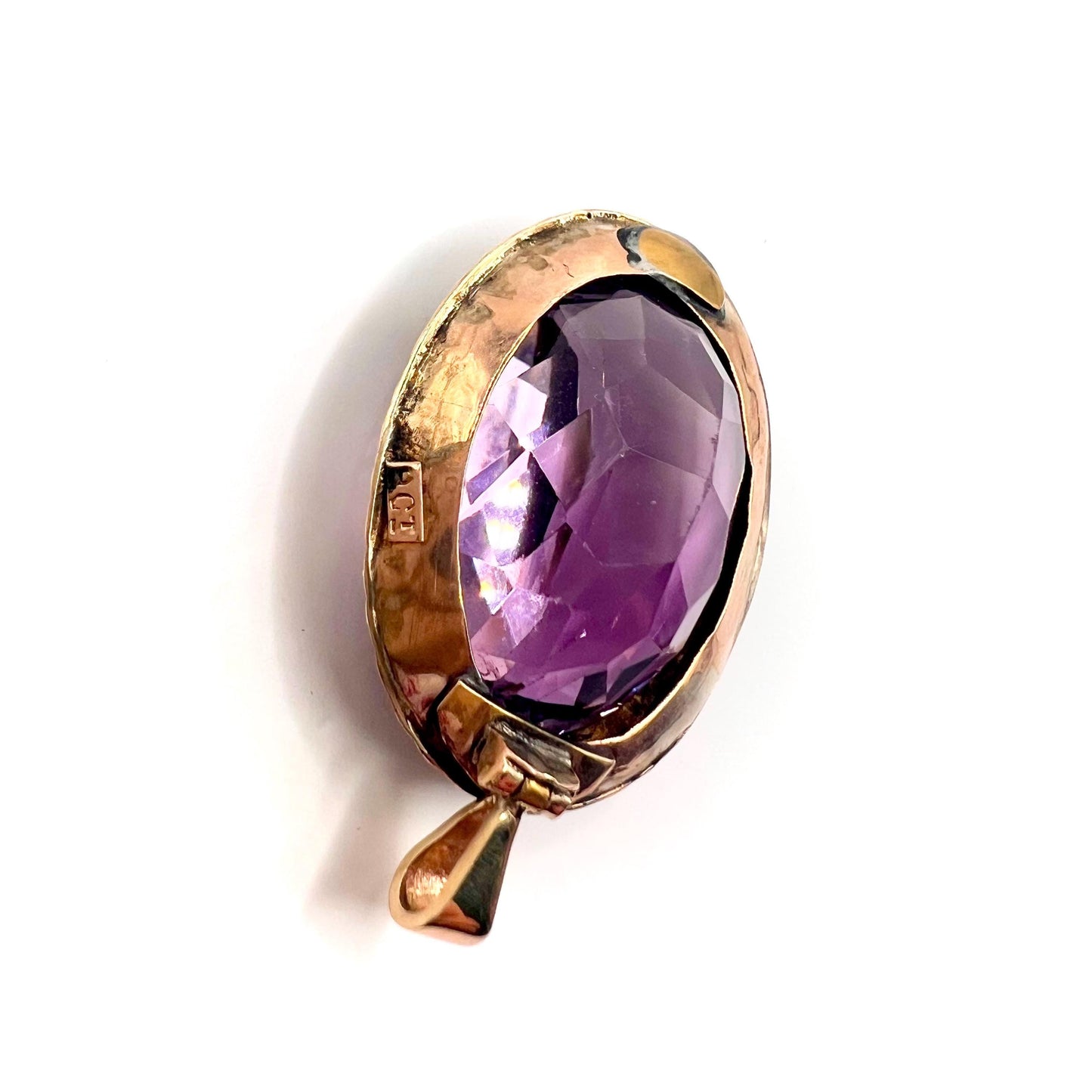Large Victorian 9ct Gold Amethyst and Split Pearl Pendant