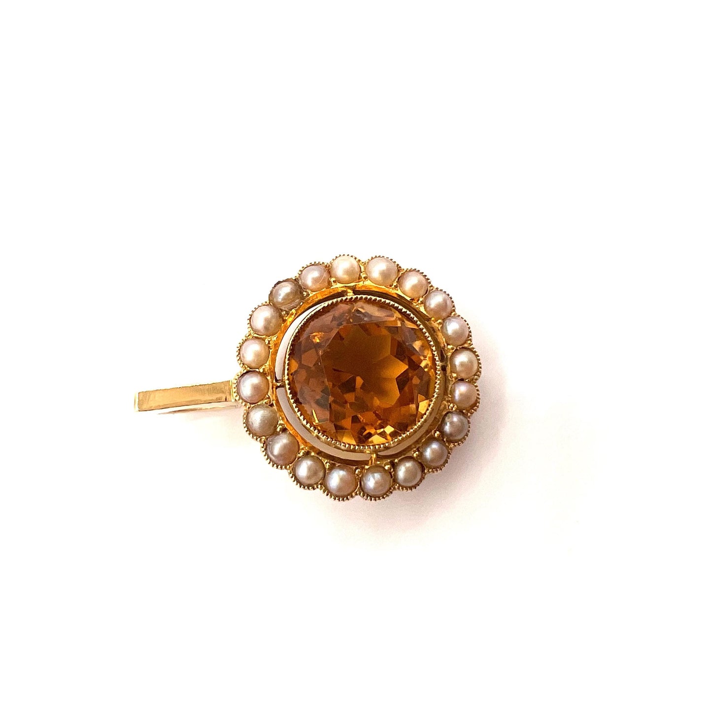 Victorian 15ct Gold Citrine and Split Pearl Pendant