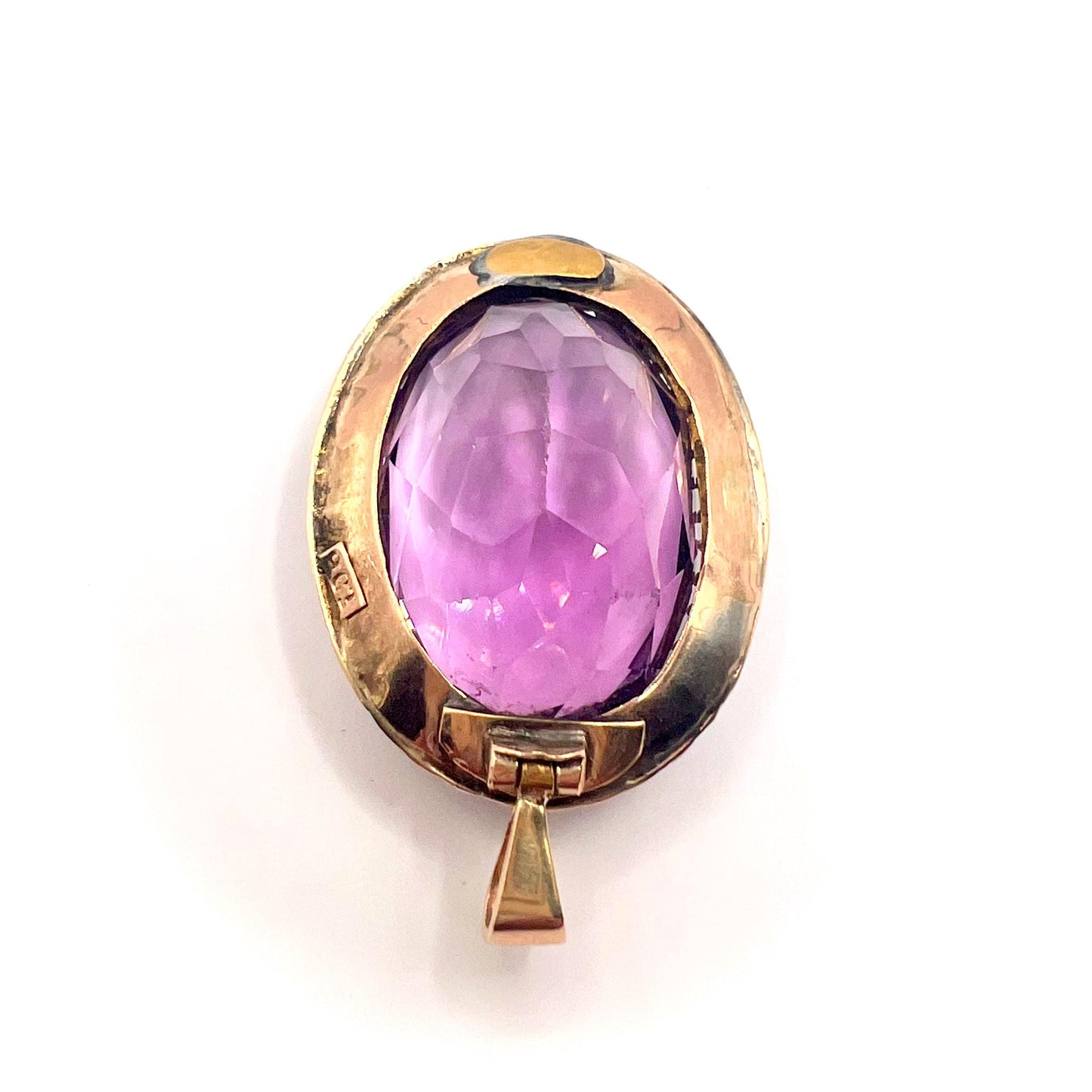 Large Victorian 9ct Gold Amethyst and Split Pearl Pendant