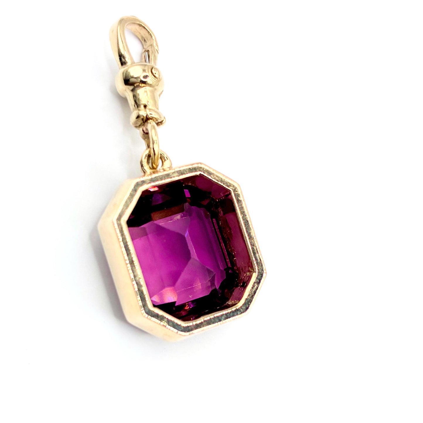 Natural Amethyst 9ct Gold “Sweetie Charm Pendant with Swivel Dog Clip