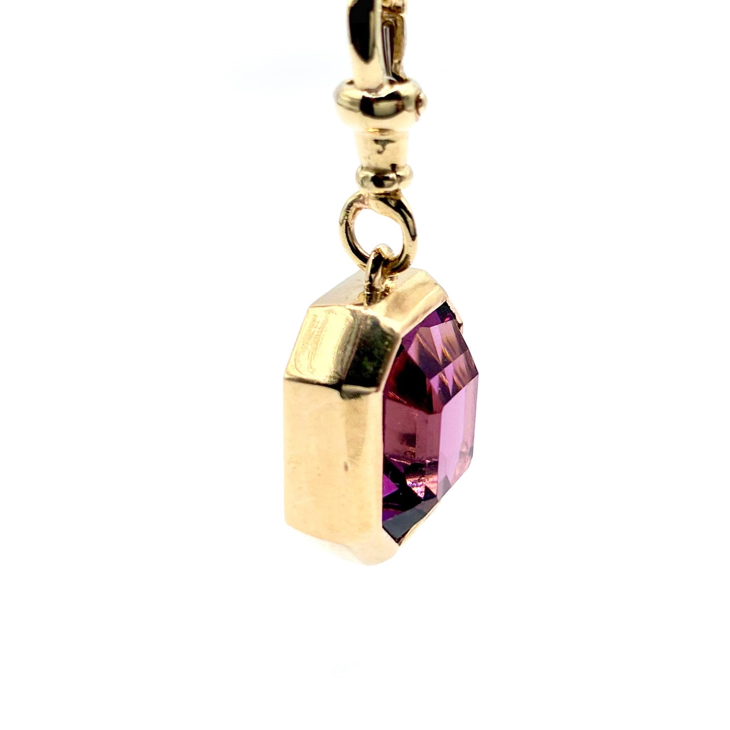 Natural Amethyst 9ct Gold “Sweetie Charm Pendant with Swivel Dog Clip
