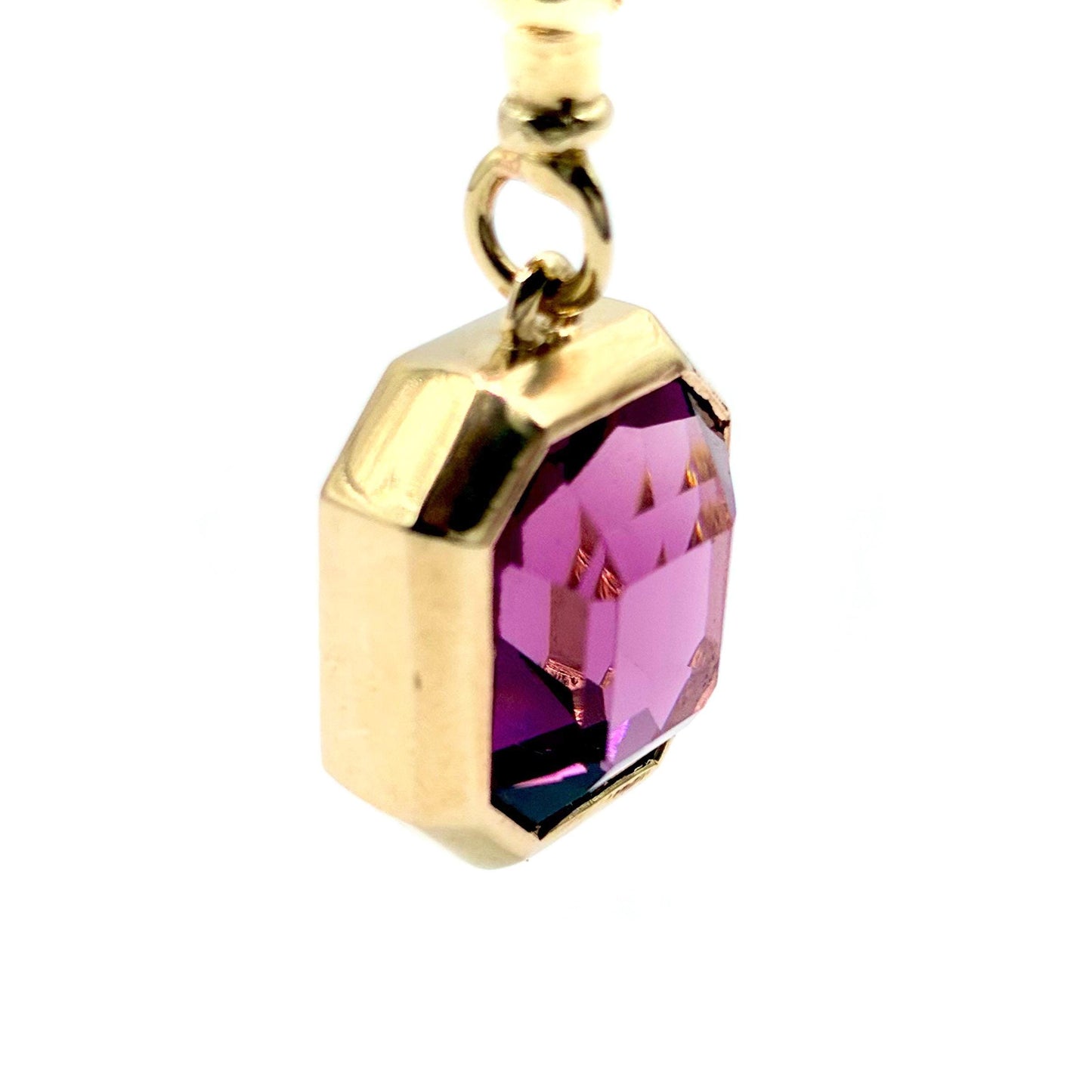 Natural Amethyst 9ct Gold “Sweetie Charm Pendant with Swivel Dog Clip