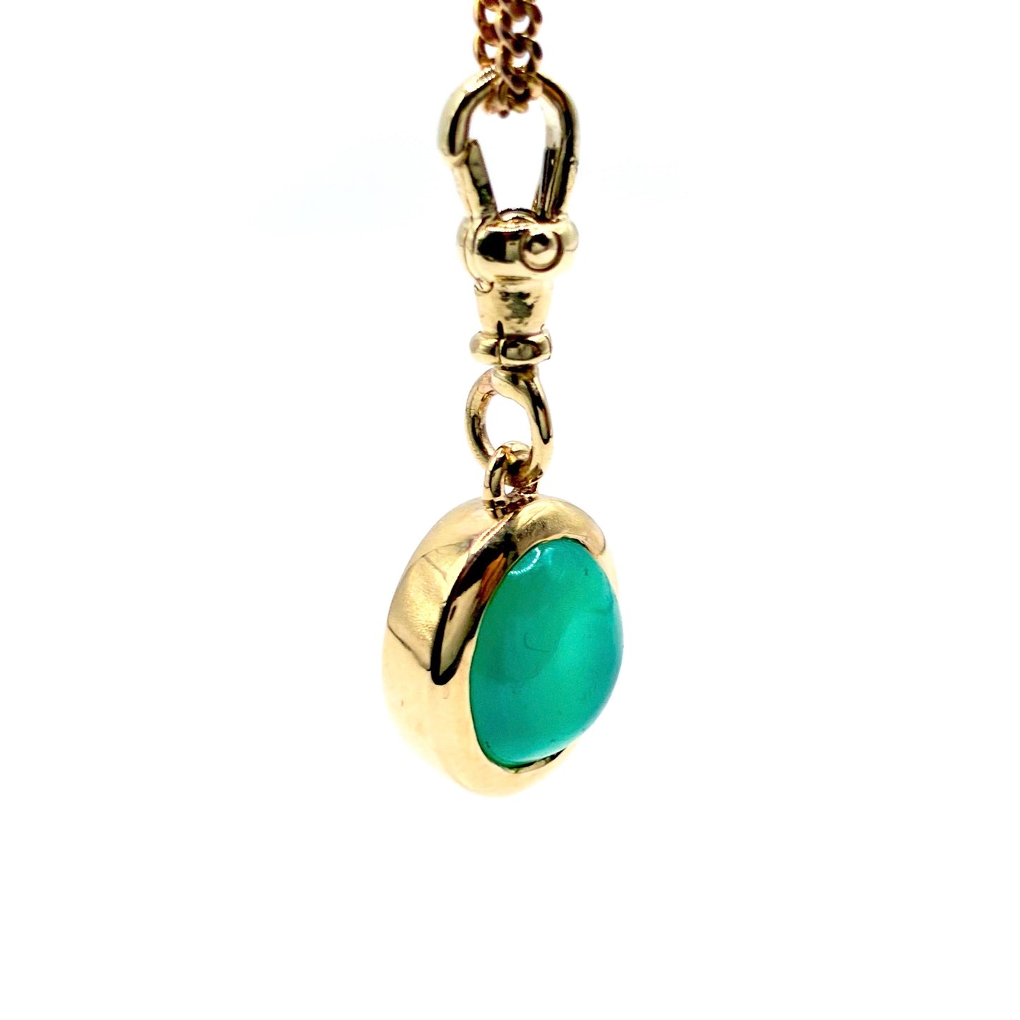 Natural Chrysoprase 9ct Gold “Sweetie Charm Pendant with Swivel Dog Clip