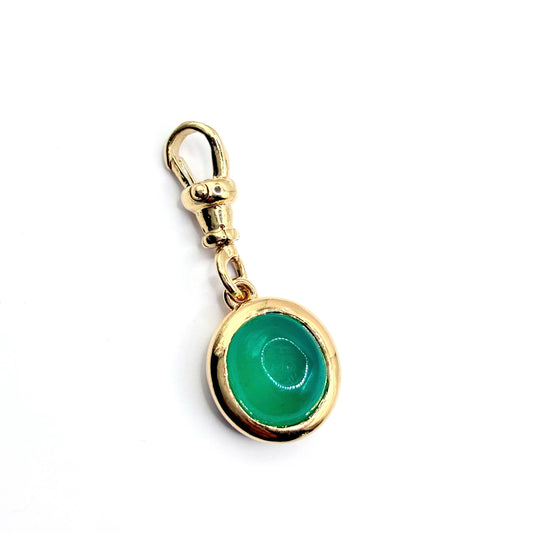 Natural Chrysoprase 9ct Gold “Sweetie Charm Pendant with Swivel Dog Clip