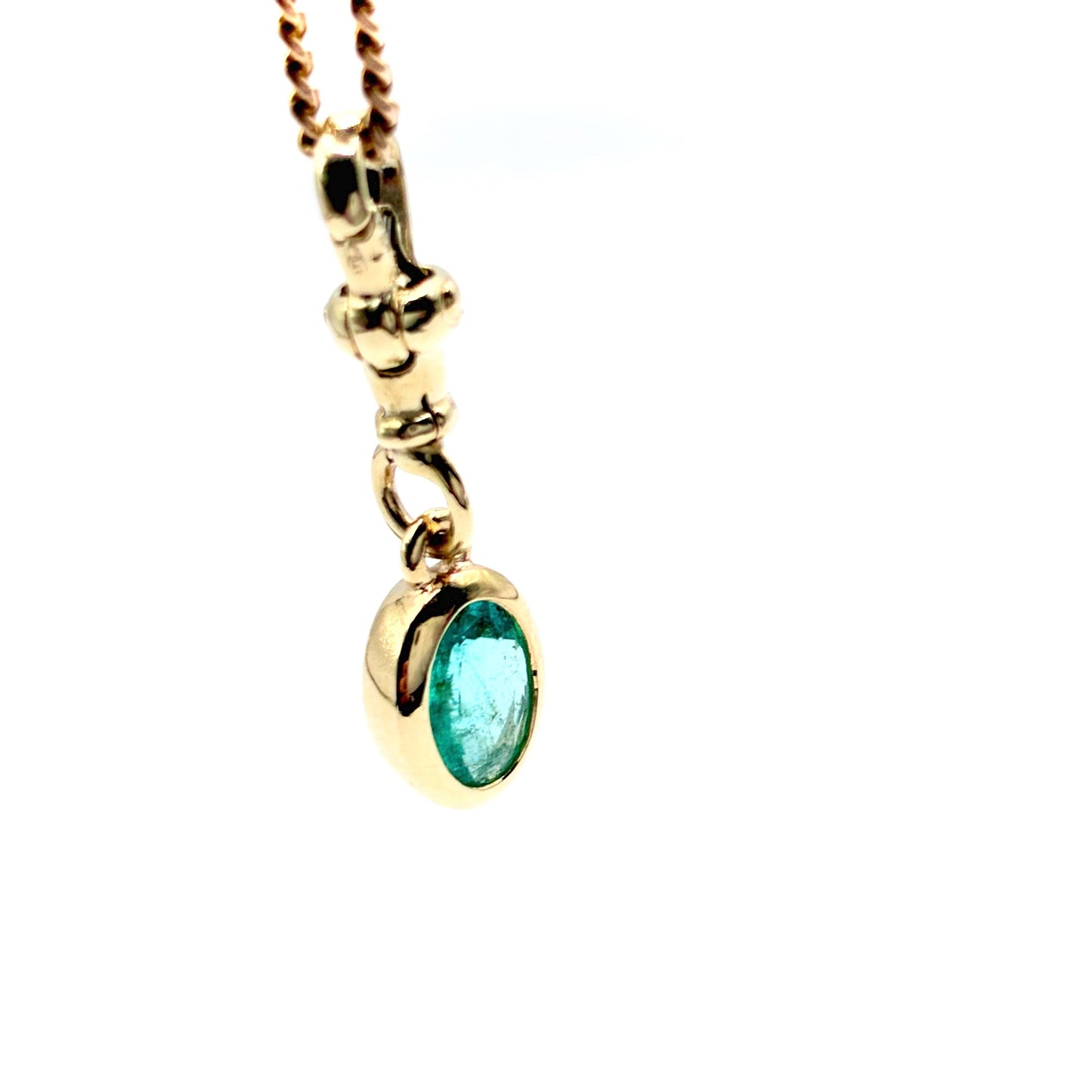 Natural Emerald 9ct Gold “Sweetie Charm Pendant with Swivel Dog Clip