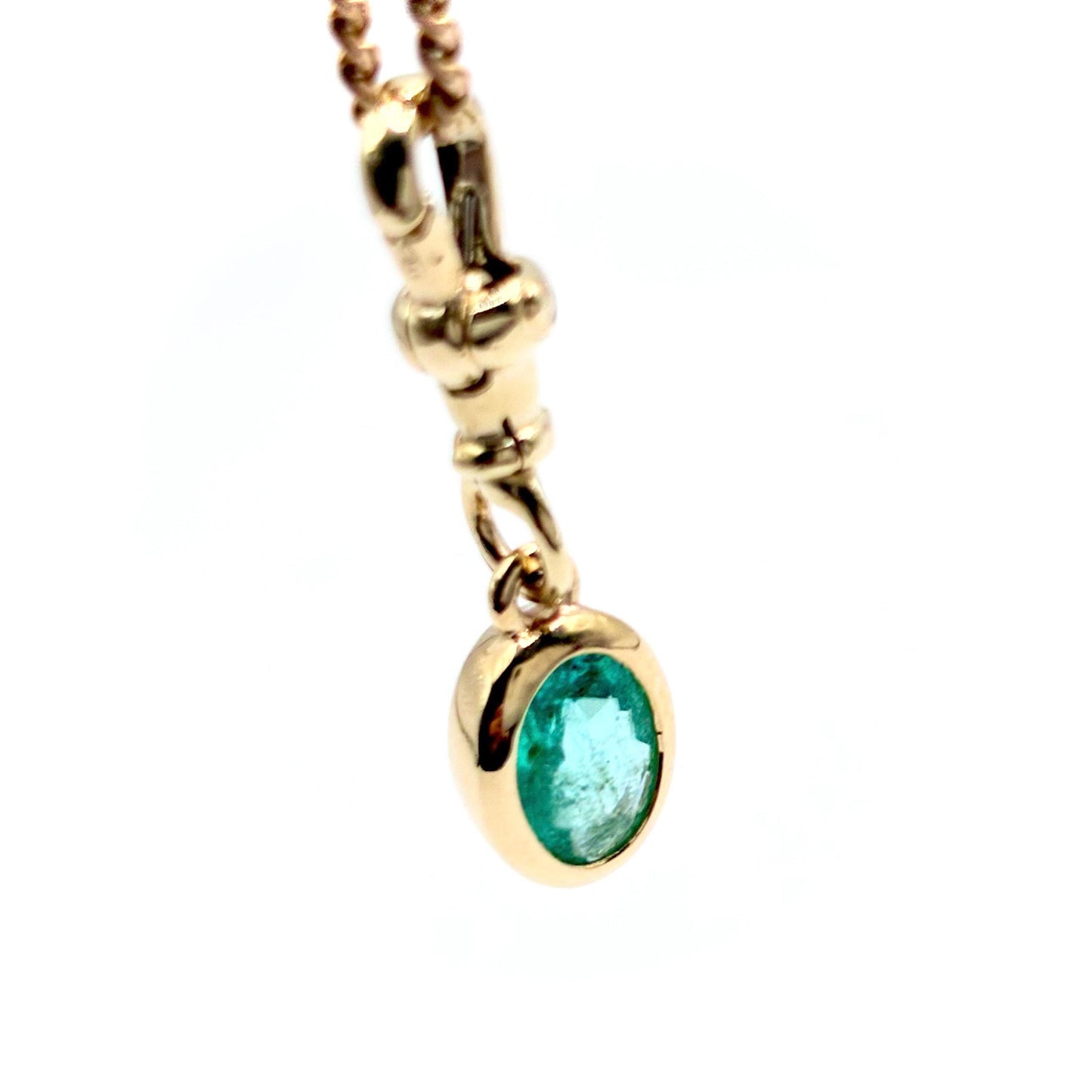 Natural Emerald 9ct Gold “Sweetie Charm Pendant with Swivel Dog Clip