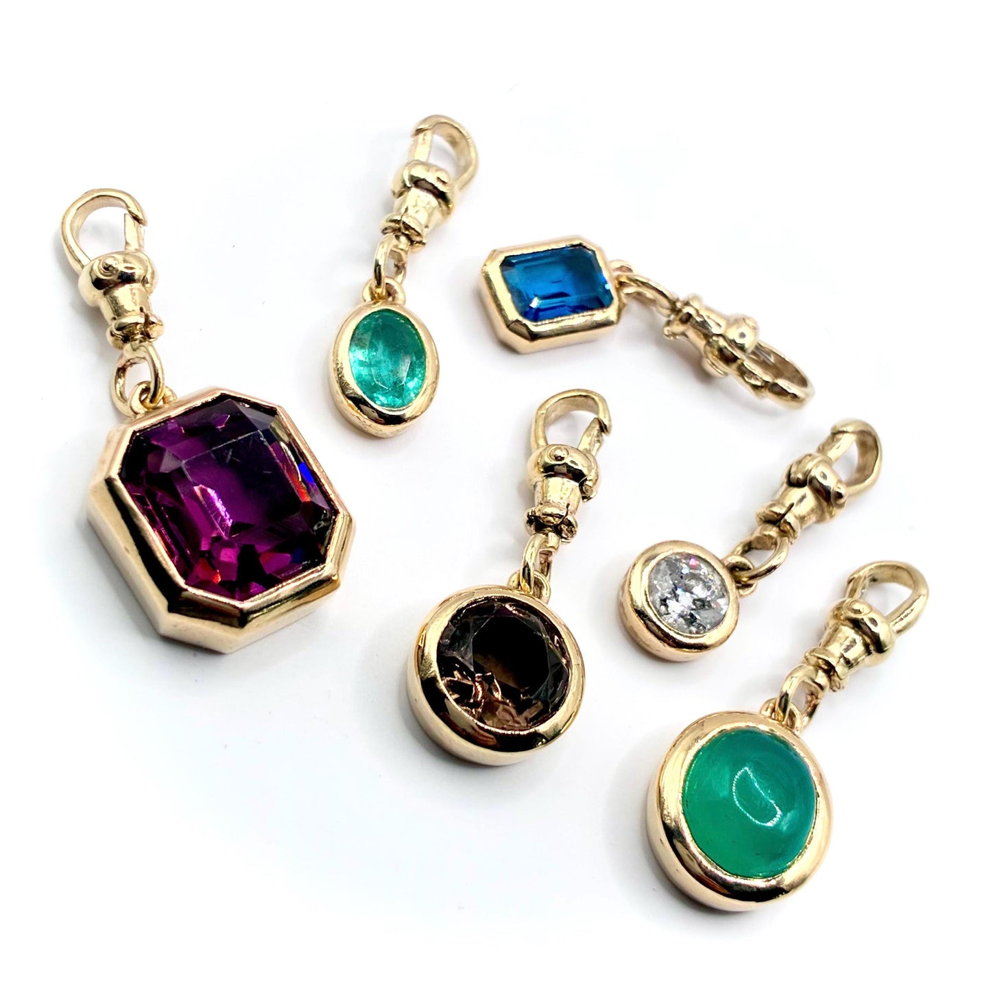 Natural Emerald 9ct Gold “Sweetie Charm Pendant with Swivel Dog Clip