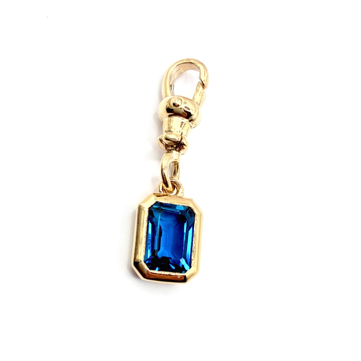 Natural Sapphire 9ct Gold “Sweetie Charm Pendant with Swivel Dog Clip