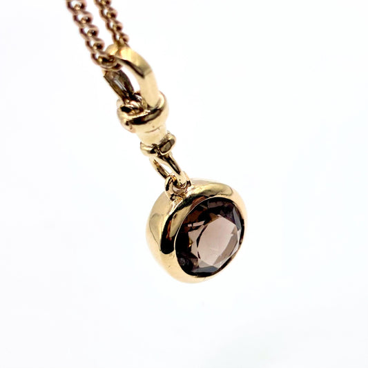 Natural Smoky Quartz 9ct Gold “Sweetie Charm Pendant with Swivel Dog Clip