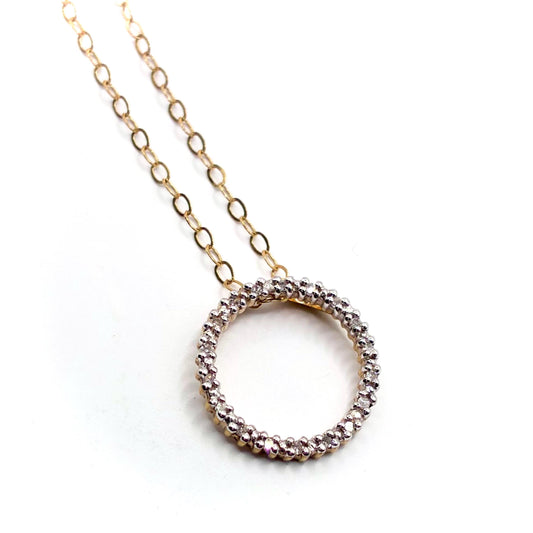 Vintage 1990s 9ct Gold Diamond Wreath Pendant Necklace, 18 Inch Chain