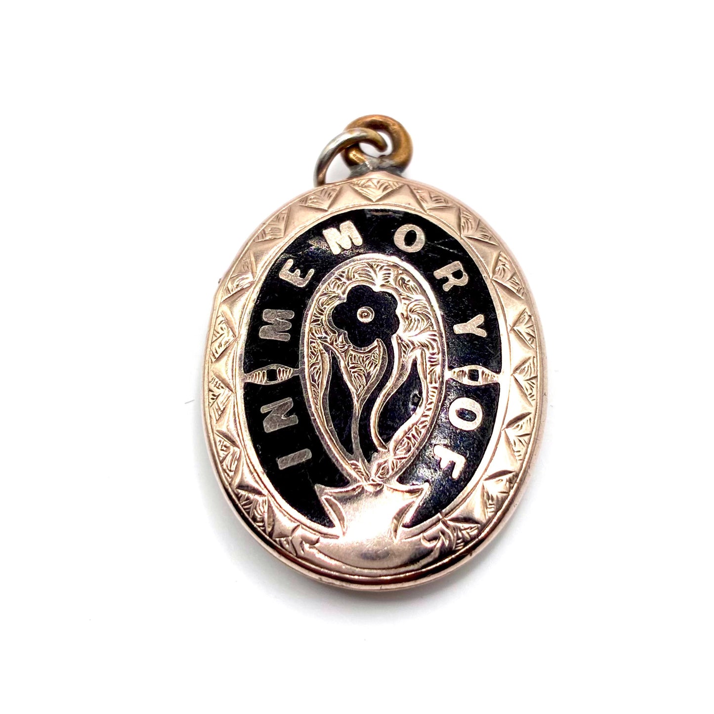 Victorian 9ct Gold and Black Enamel “In Memory Of Photograph Locket Pendant