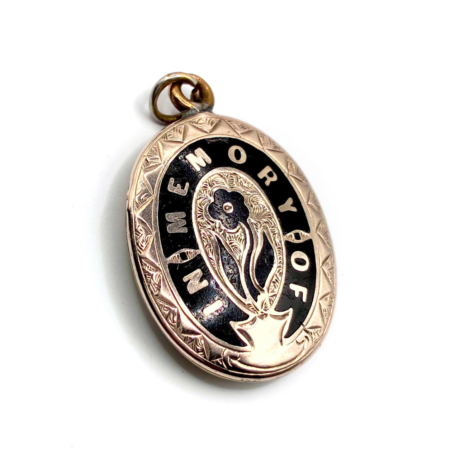 Victorian 9ct Gold and Black Enamel “In Memory Of Photograph Locket Pendant