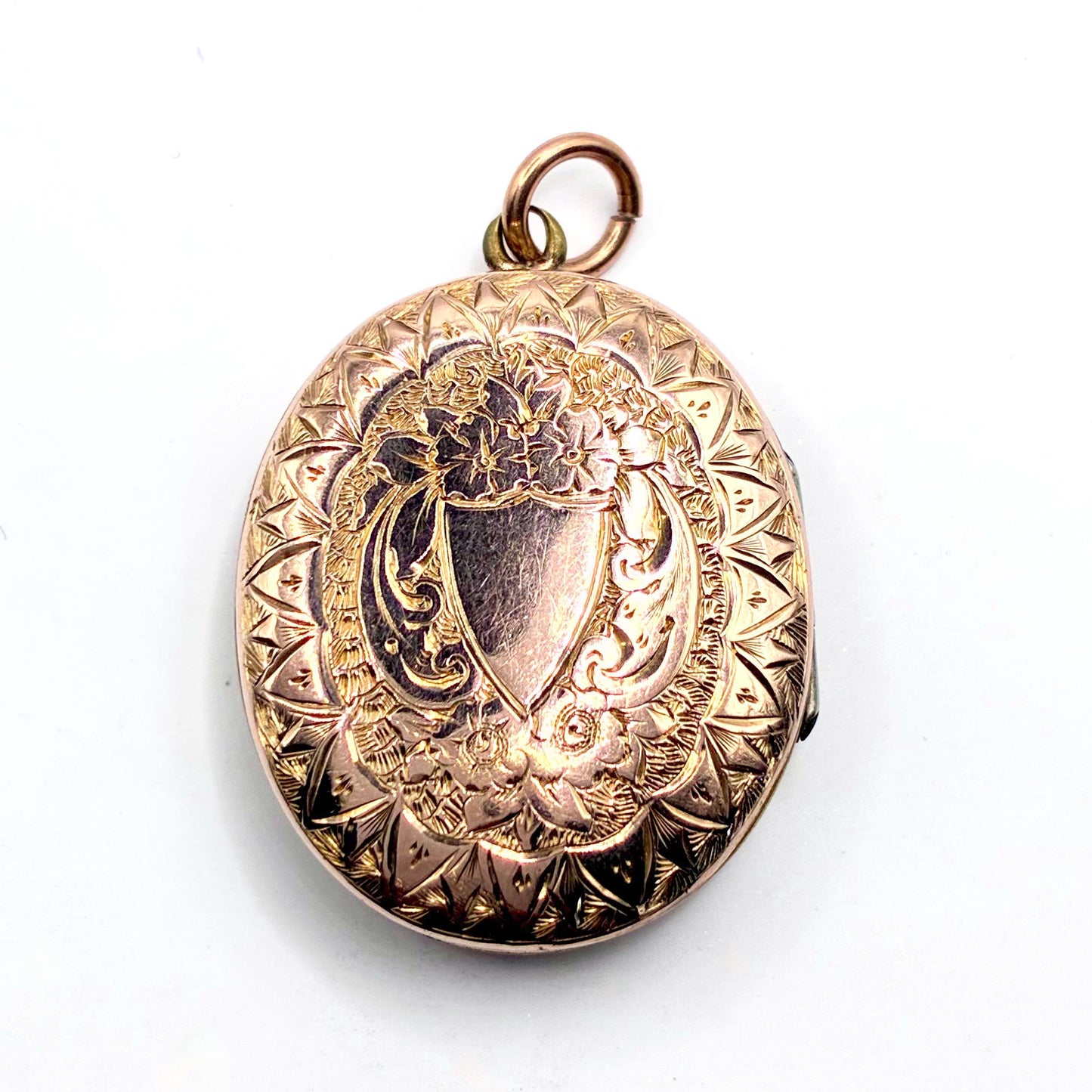 Victorian 9ct Gold Back and Front Engraved Photograph Locket Pendant, circa 18801900