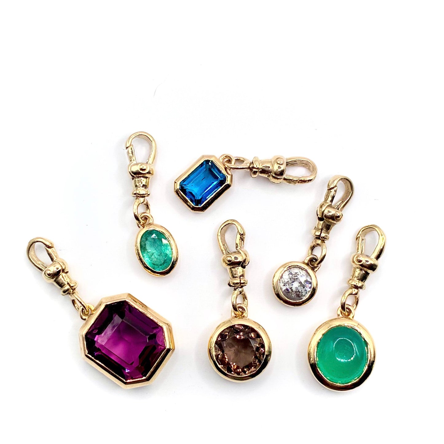 Natural Amethyst 9ct Gold “Sweetie Charm Pendant with Swivel Dog Clip