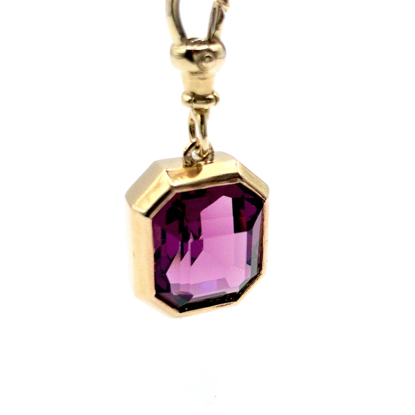 Natural Amethyst 9ct Gold “Sweetie Charm Pendant with Swivel Dog Clip