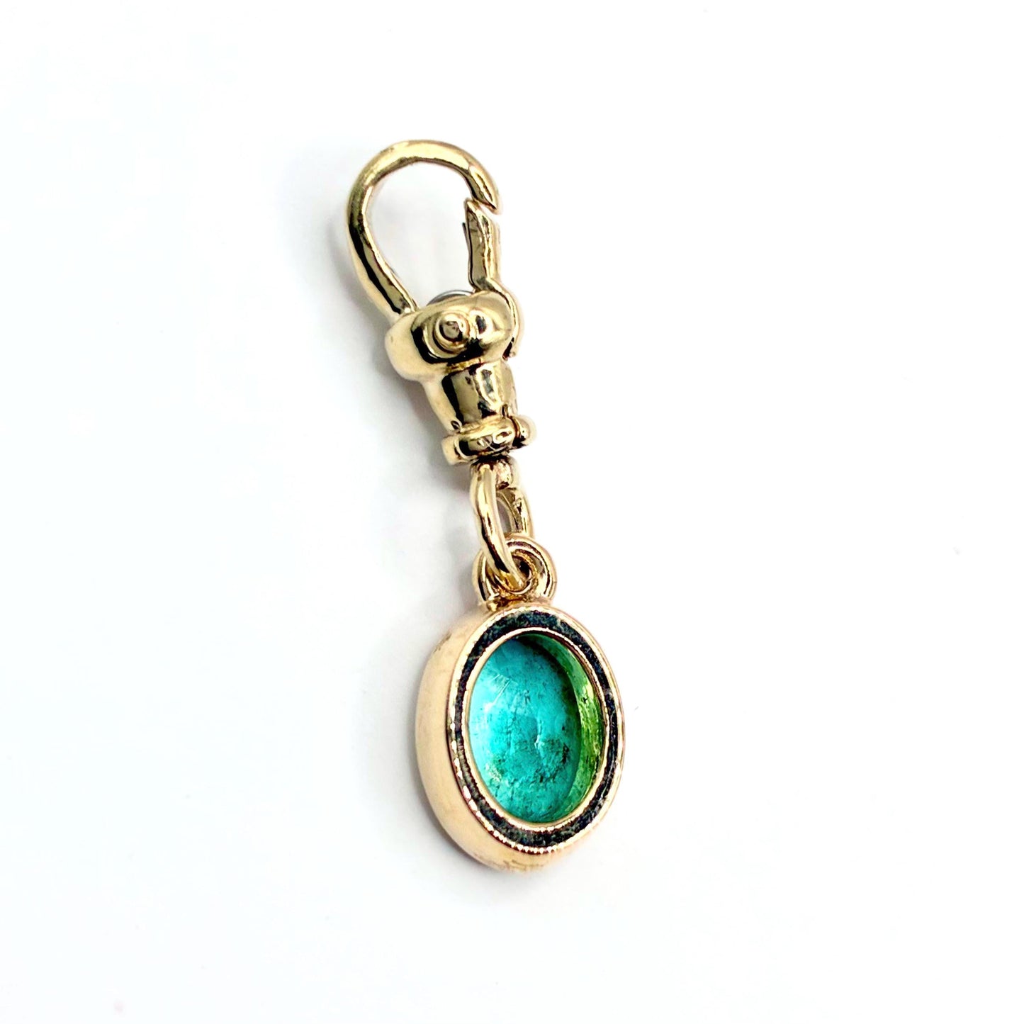 Natural Emerald 9ct Gold “Sweetie Charm Pendant with Swivel Dog Clip