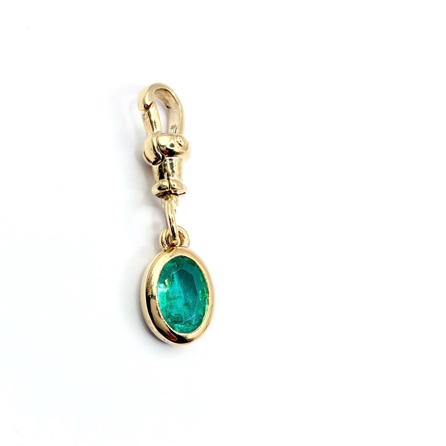 Natural Emerald 9ct Gold “Sweetie Charm Pendant with Swivel Dog Clip