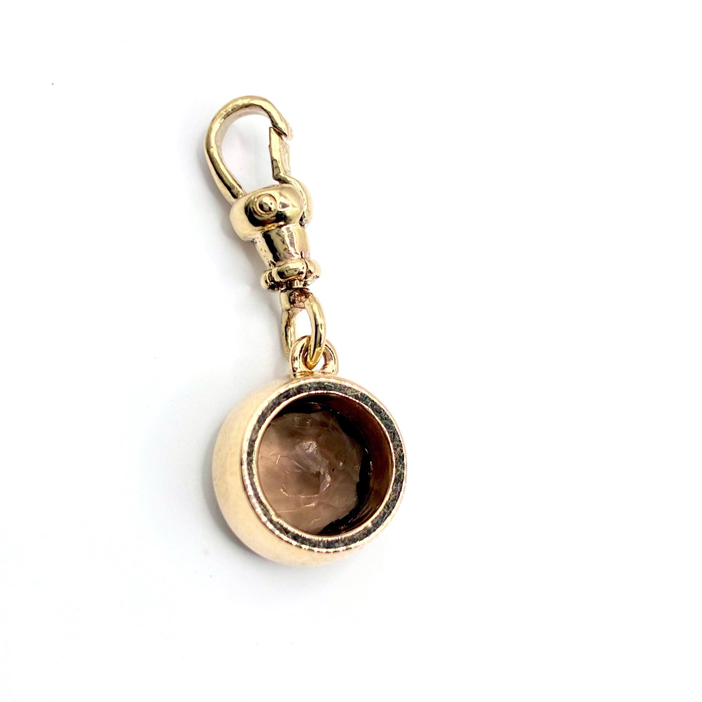 Natural Smoky Quartz 9ct Gold “Sweetie Charm Pendant with Swivel Dog Clip
