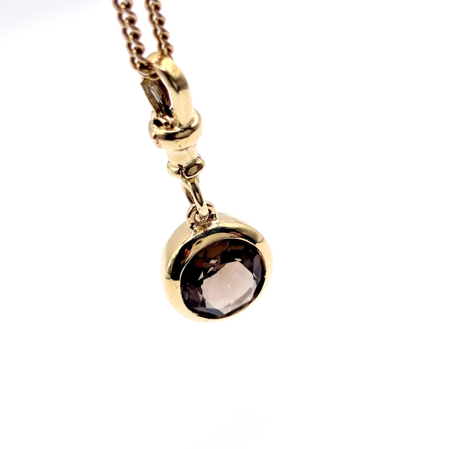 Natural Smoky Quartz 9ct Gold “Sweetie Charm Pendant with Swivel Dog Clip