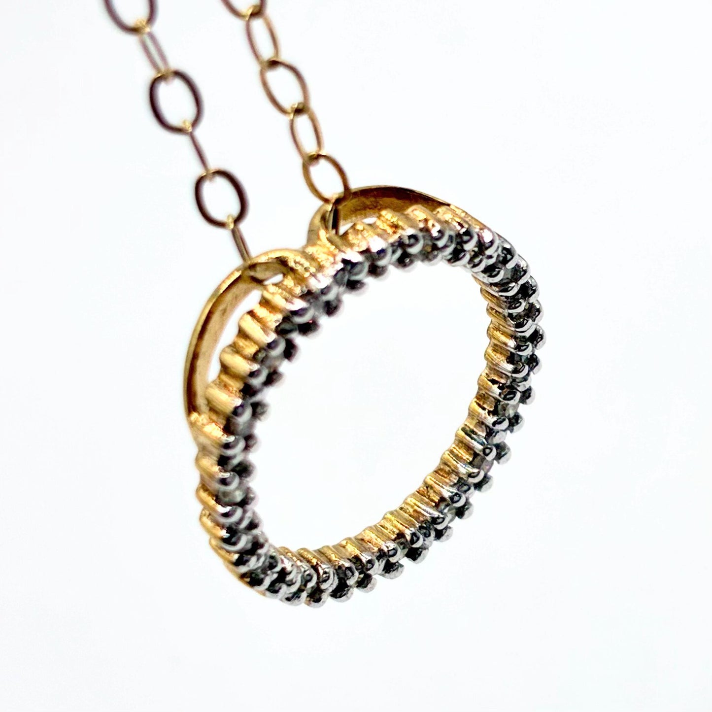 Vintage 1990s 9ct Gold Diamond Wreath Pendant Necklace, 18 Inch Chain
