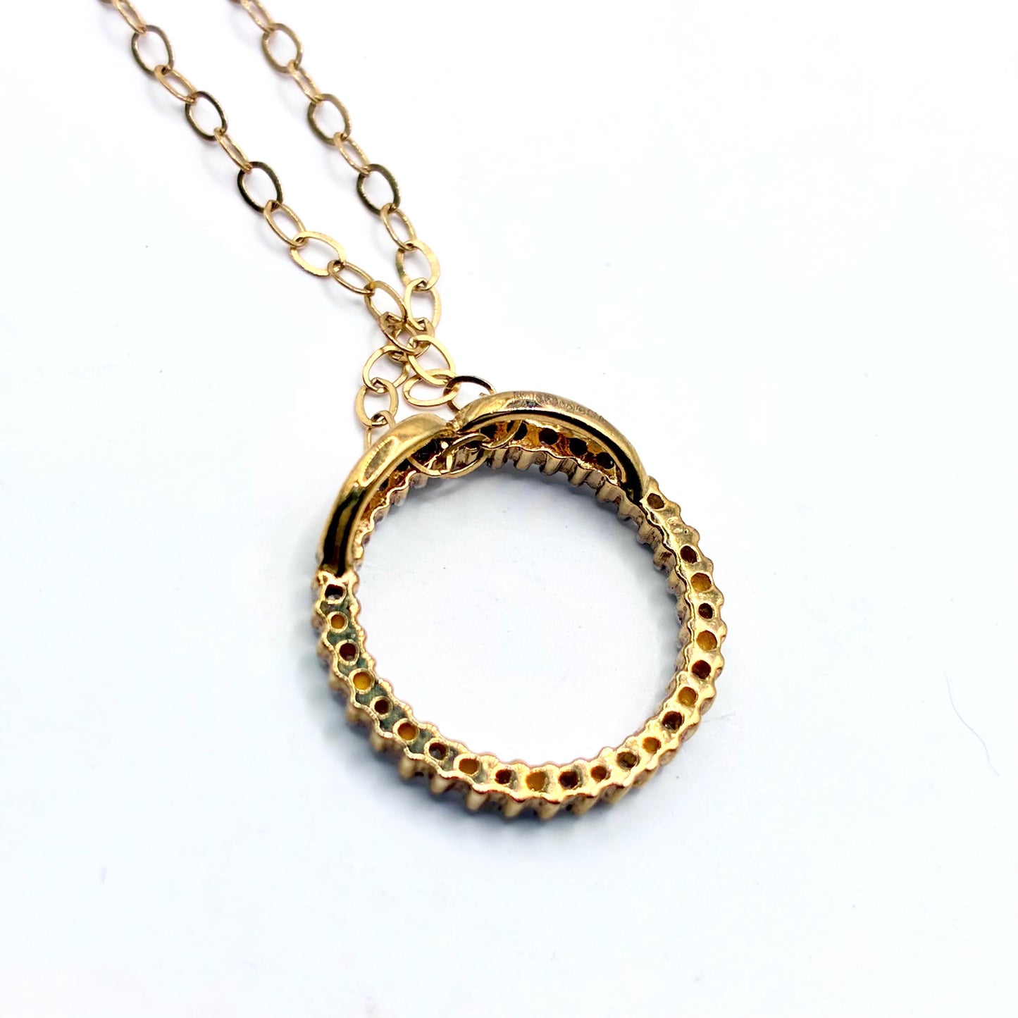 Vintage 1990s 9ct Gold Diamond Wreath Pendant Necklace, 18 Inch Chain
