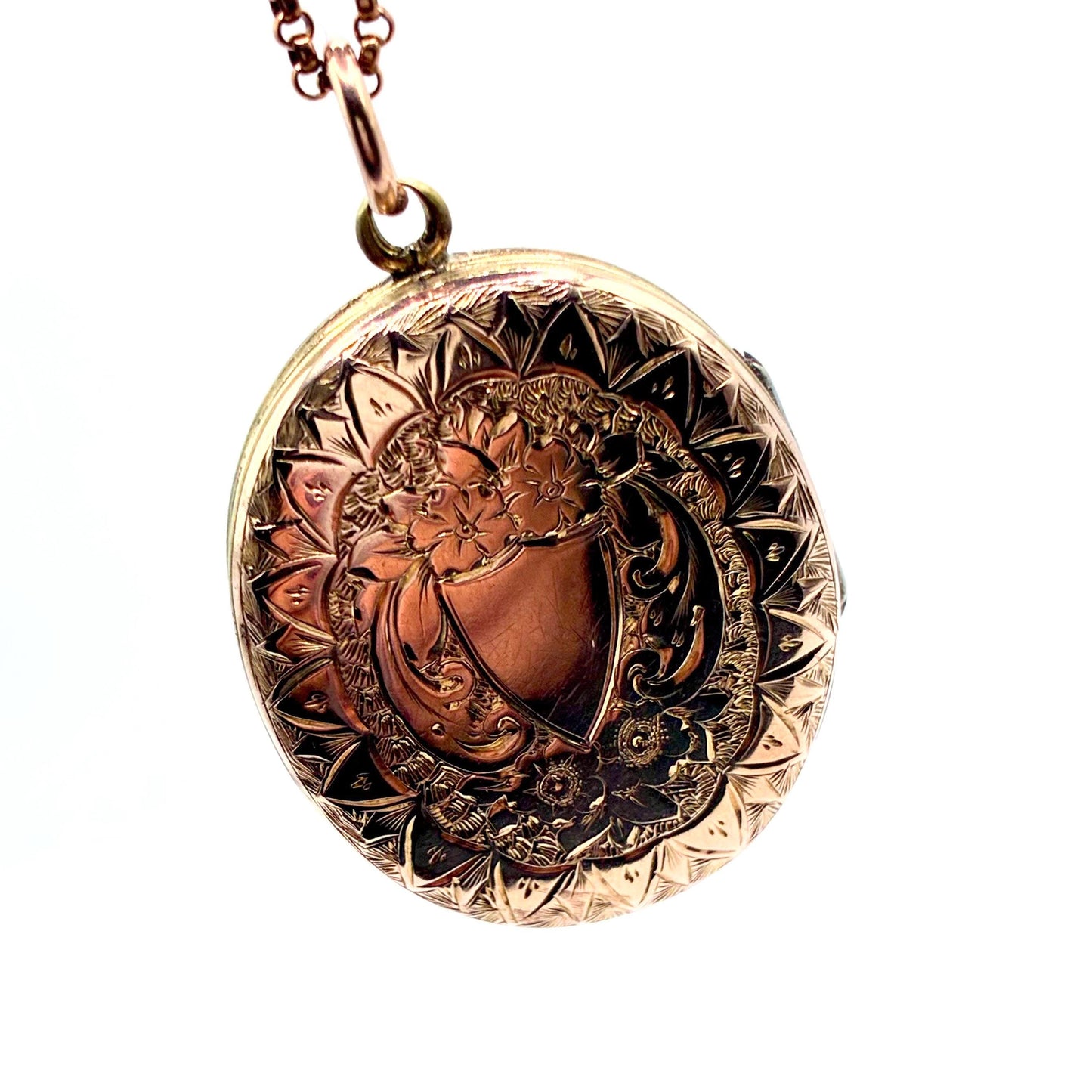 Victorian 9ct Gold Back and Front Engraved Photograph Locket Pendant, circa 18801900