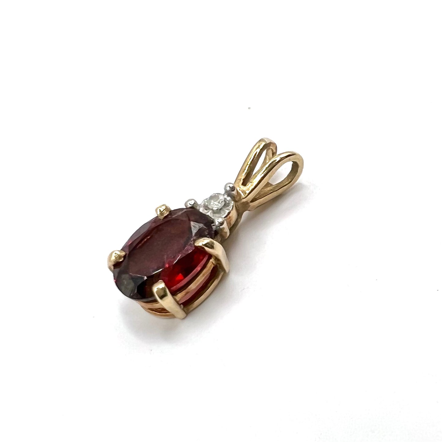 Vintage 9ct Yellow Gold Garnet and Diamond Pendant