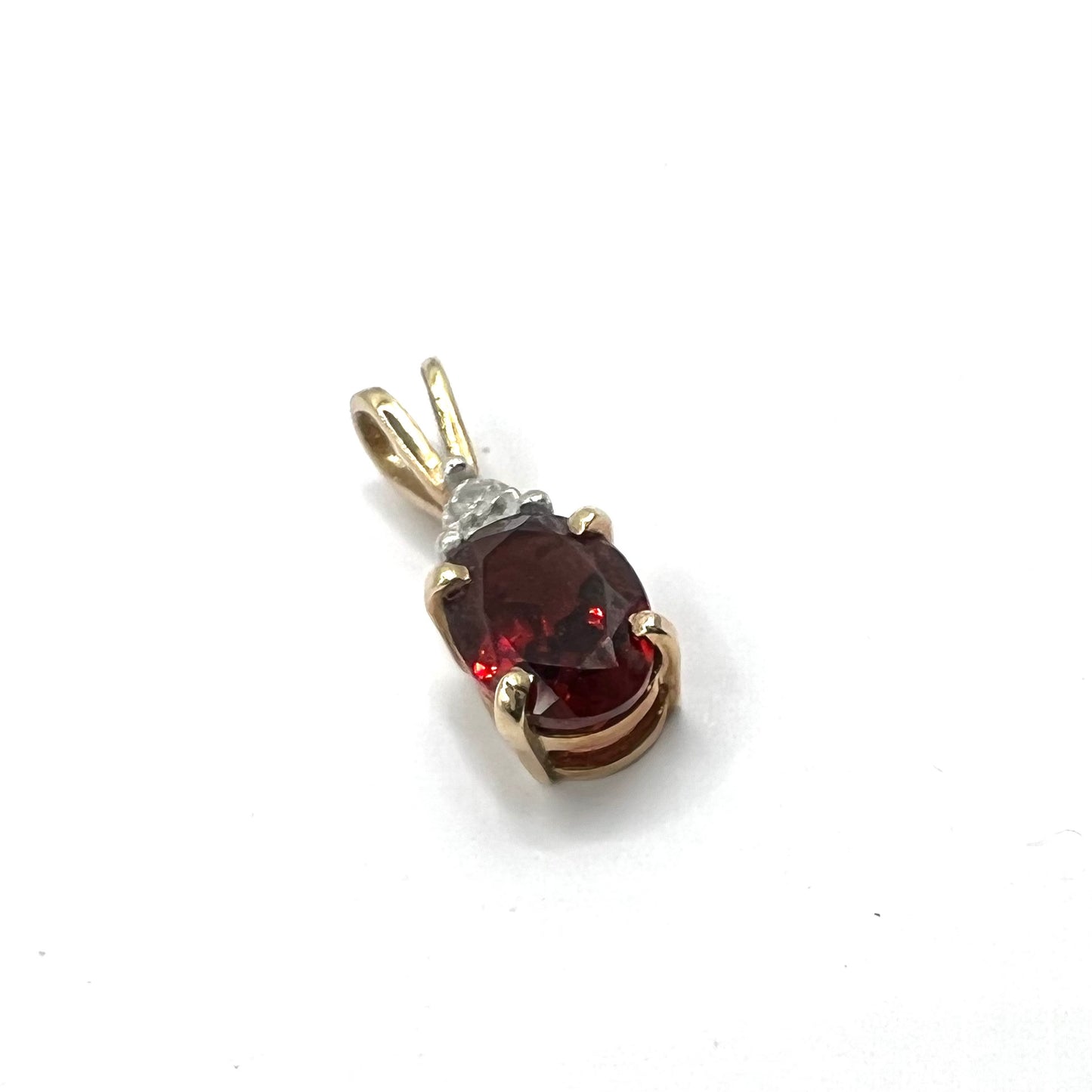 Vintage 9ct Yellow Gold Garnet and Diamond Pendant