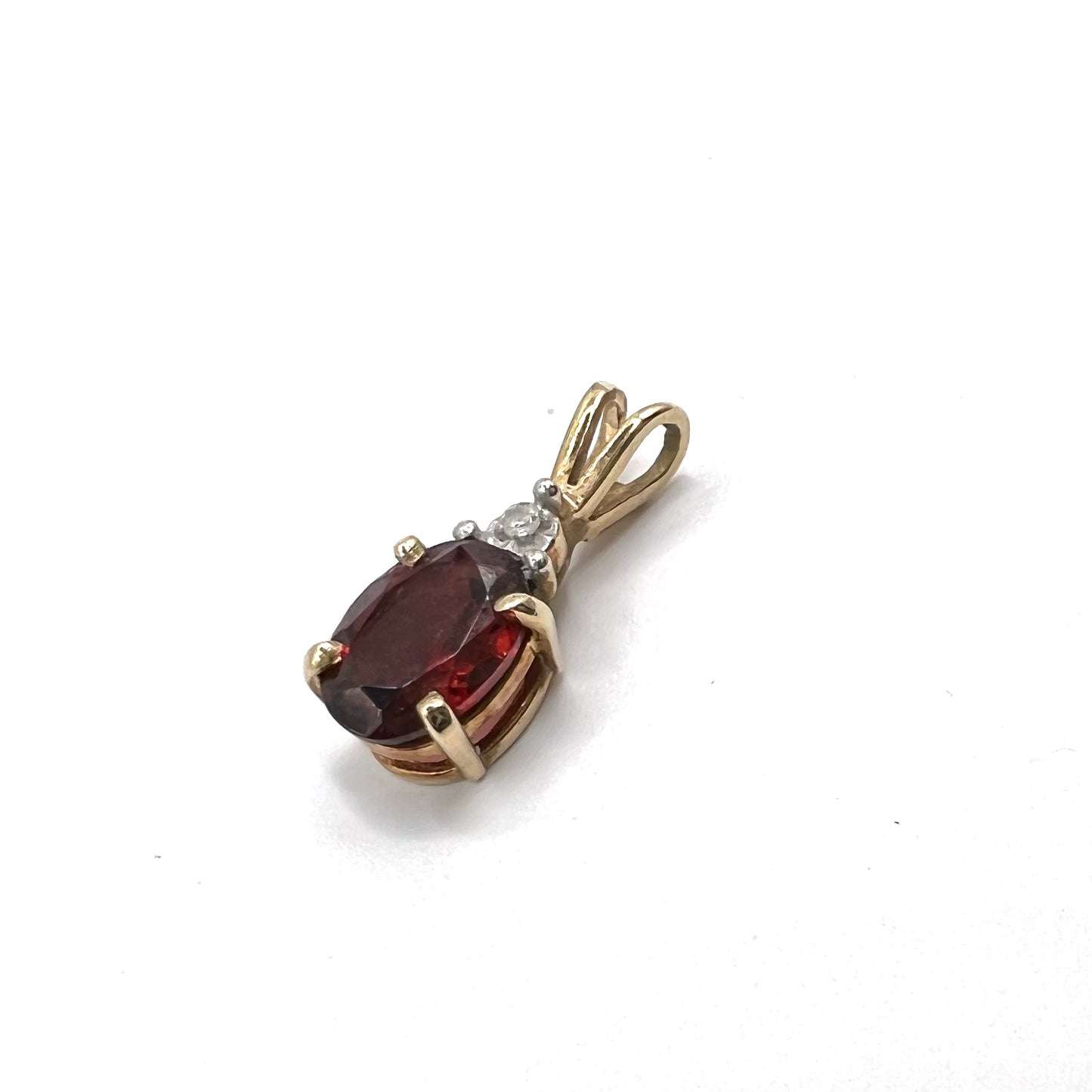 Vintage 9ct Yellow Gold Garnet and Diamond Pendant