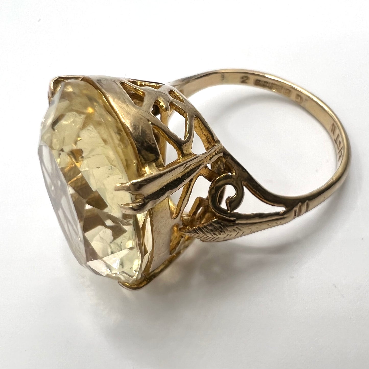 9ct Gold and Lemon Citrine Cocktail Ring, size 0