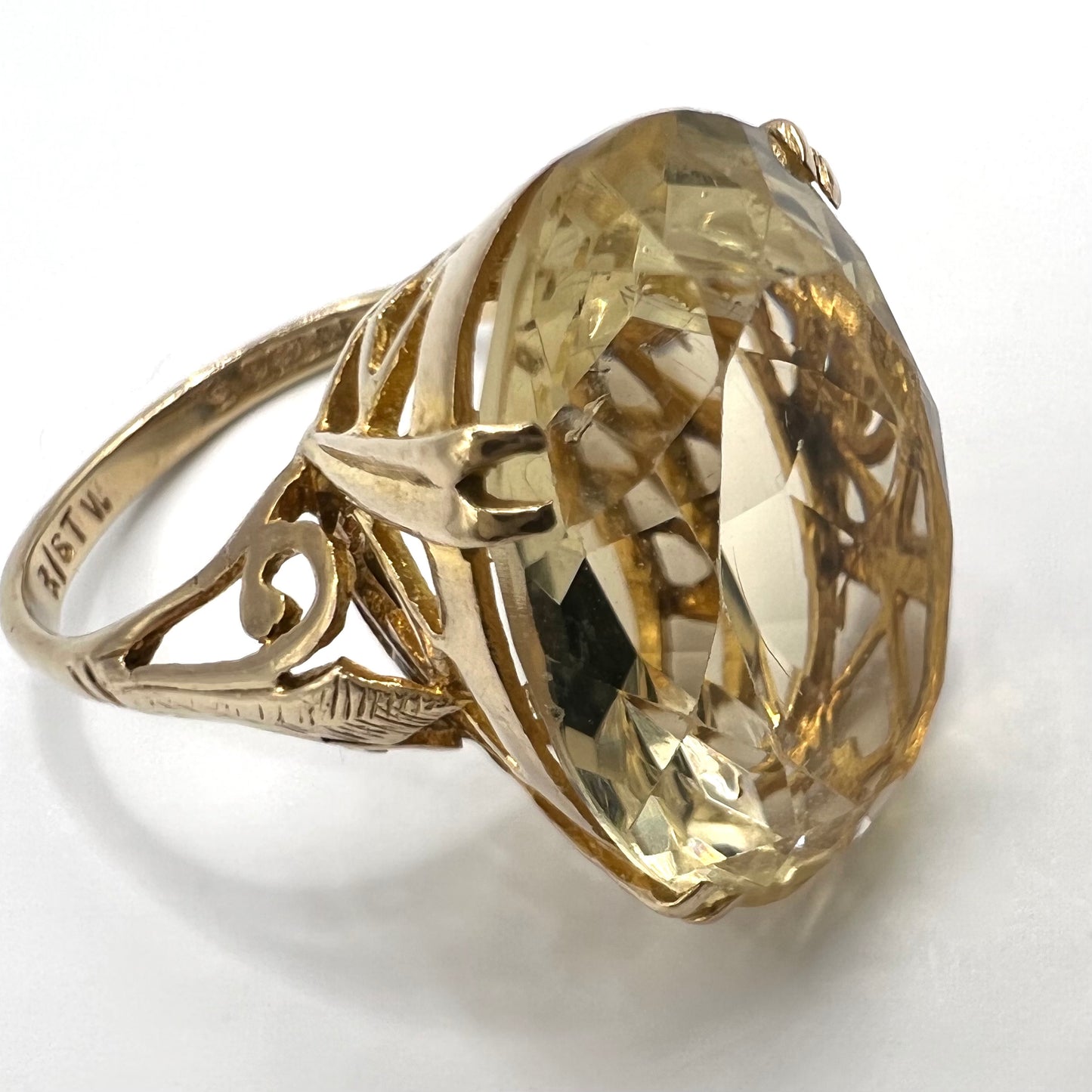 9ct Gold and Lemon Citrine Cocktail Ring, size 0