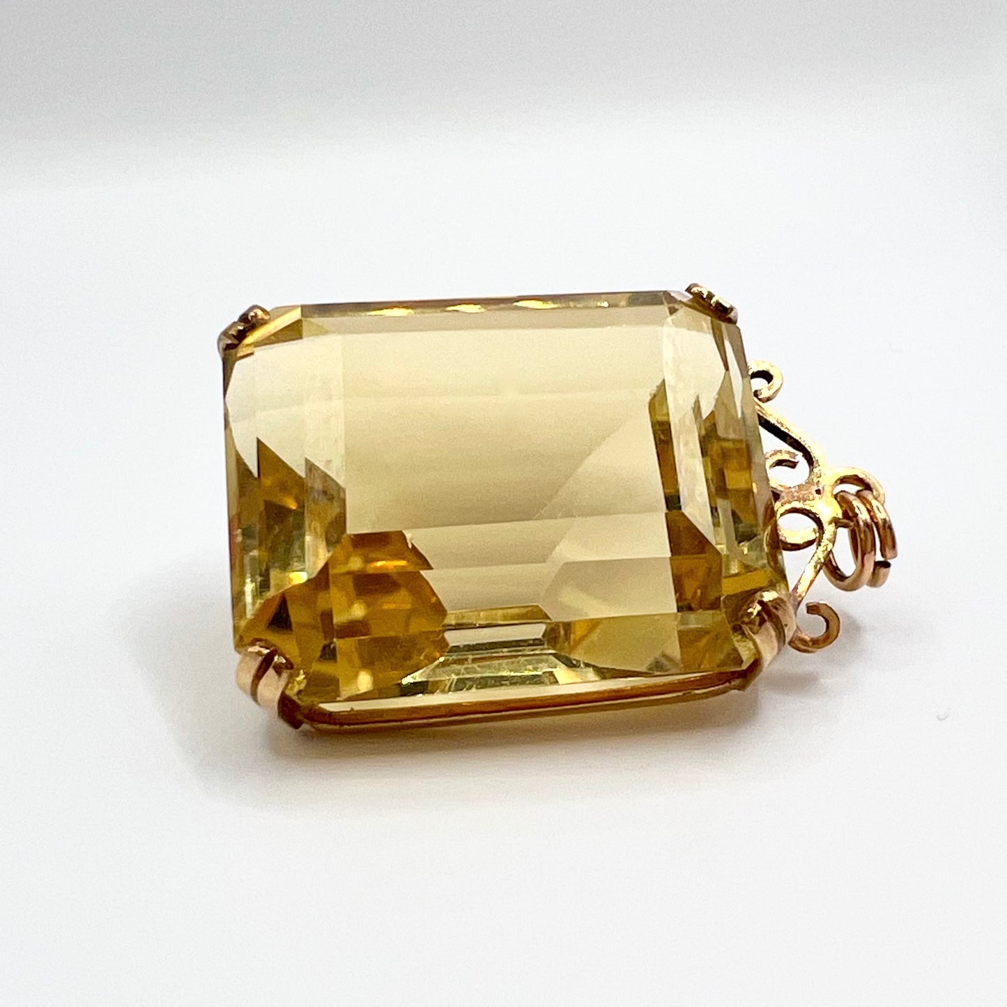 Large Antique Victorian 9ct Gold Lemon Citrine Pendant