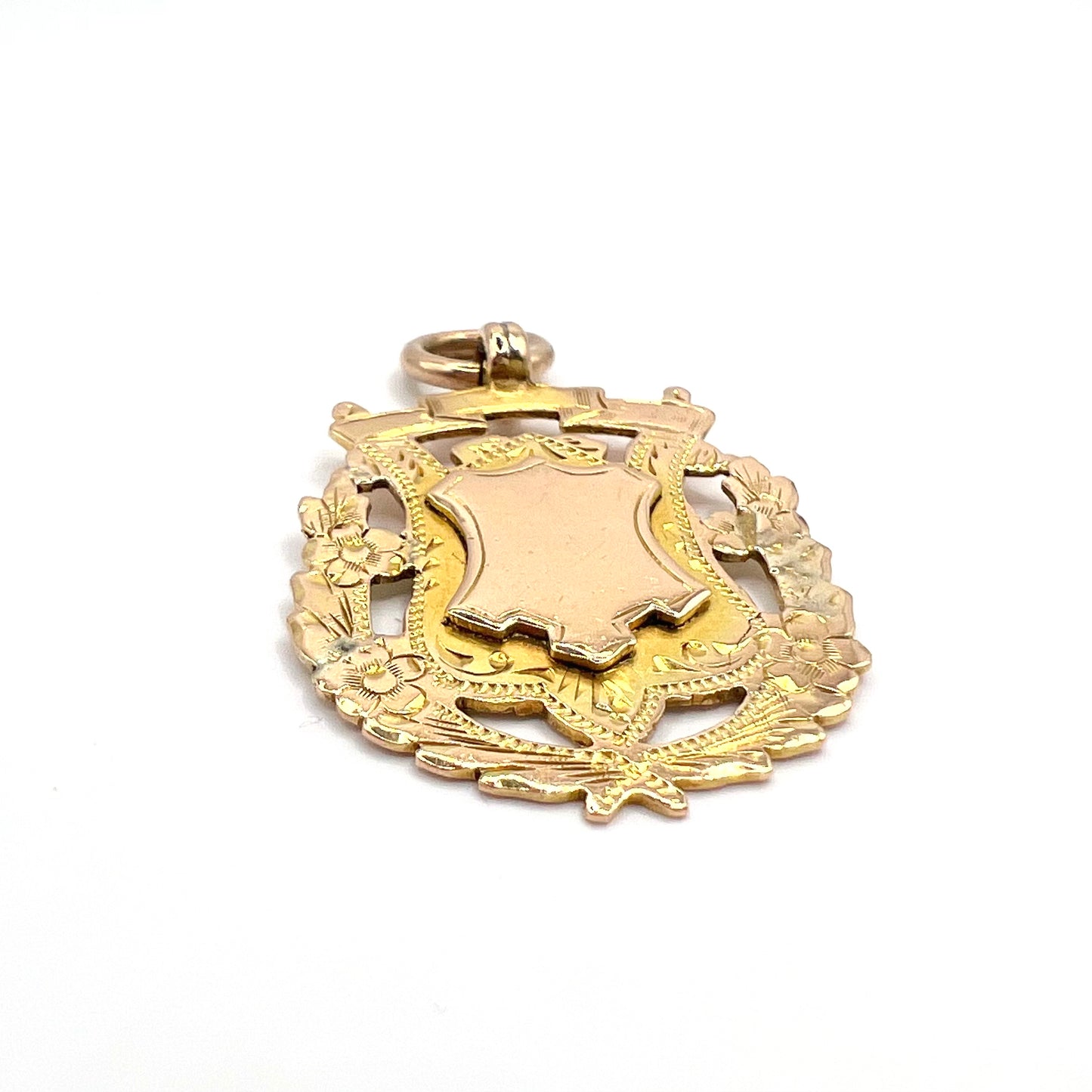 Antique Victorian 9ct Gold Fancy Shield Pocket Watch Fob Pendant