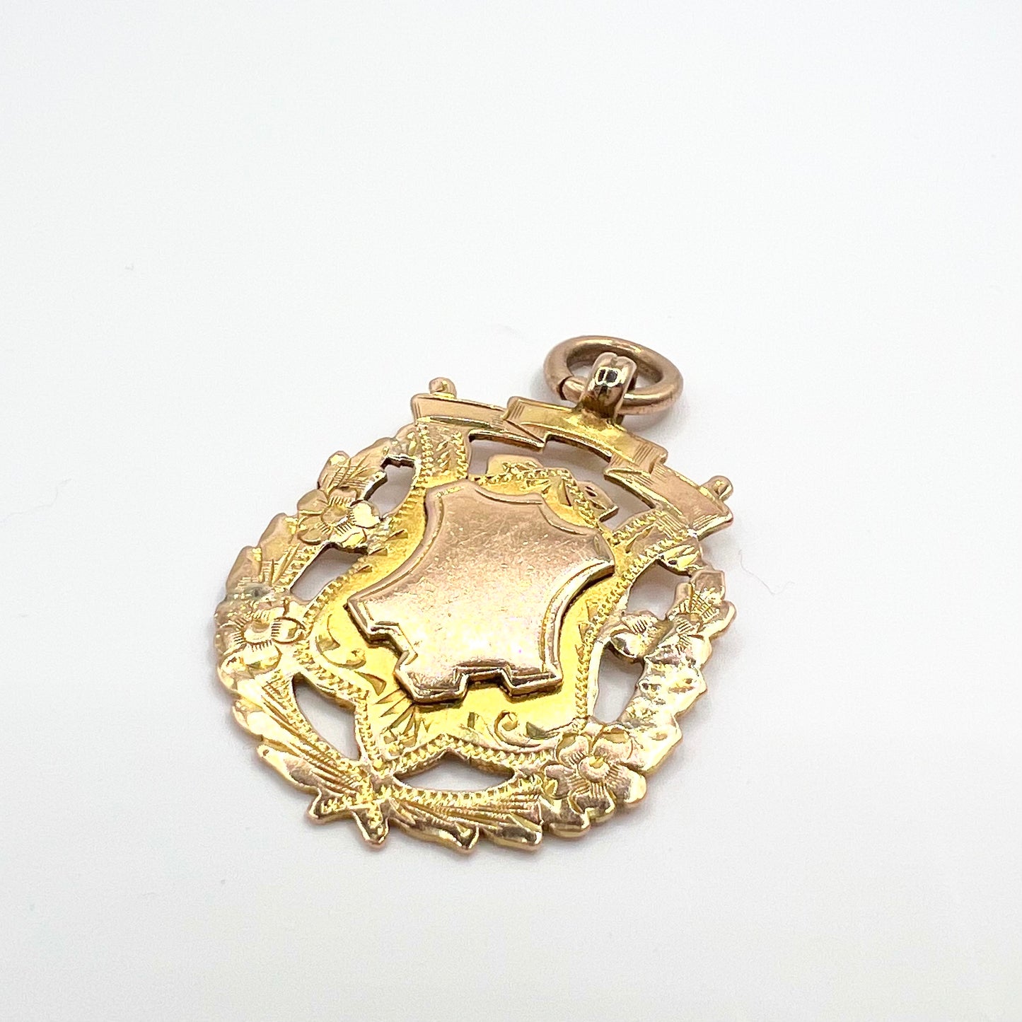 Antique Victorian 9ct Gold Fancy Shield Pocket Watch Fob Pendant