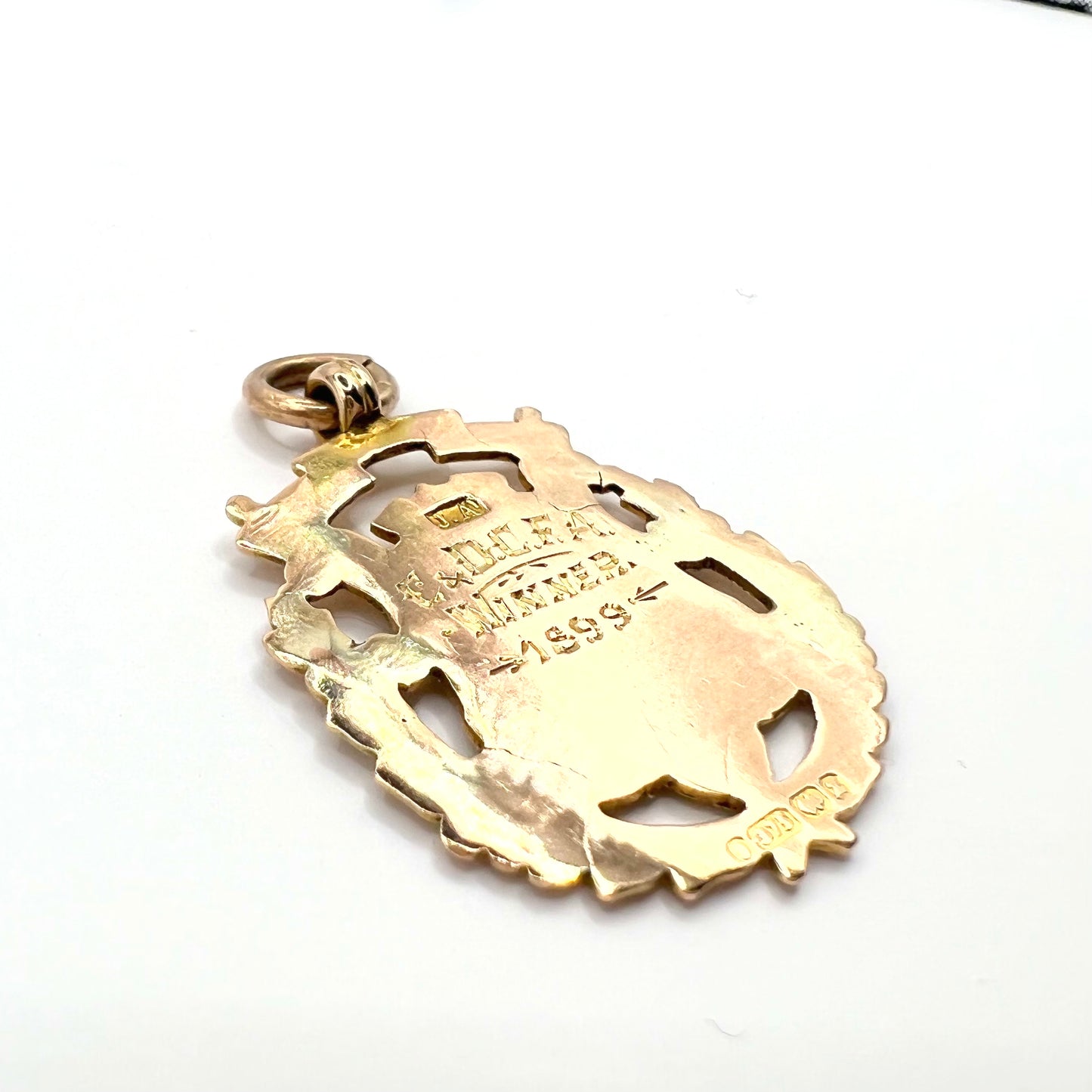 Antique Victorian 9ct Gold Fancy Shield Pocket Watch Fob Pendant