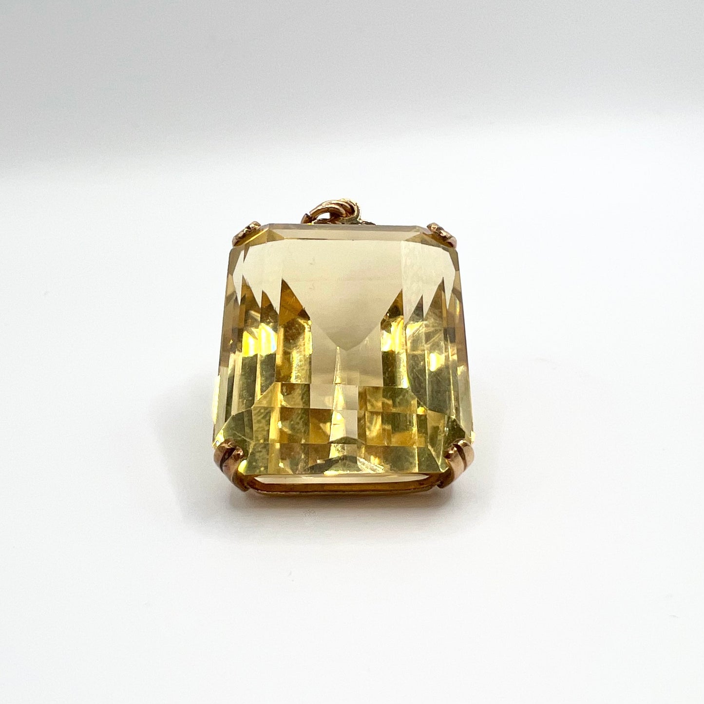 Large Antique Victorian 9ct Gold Lemon Citrine Pendant