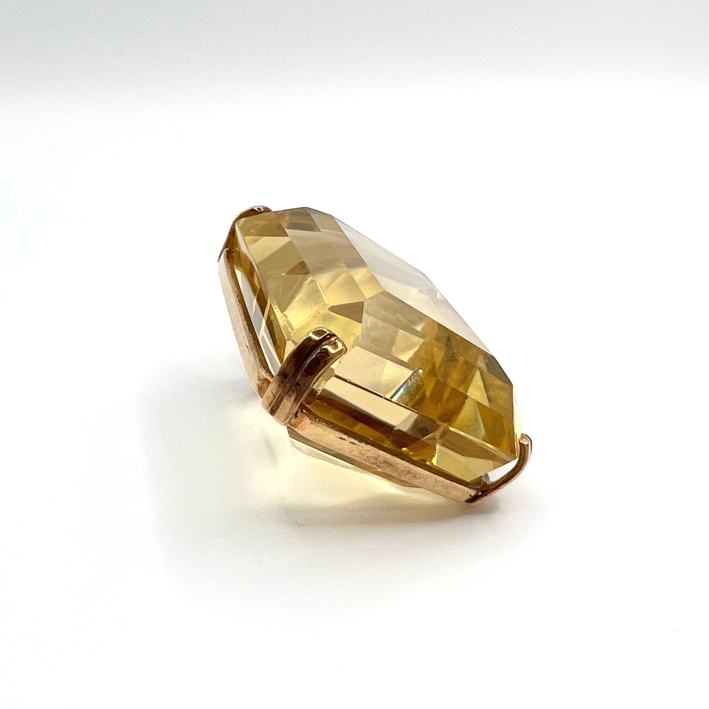 Large Antique Victorian 9ct Gold Lemon Citrine Pendant